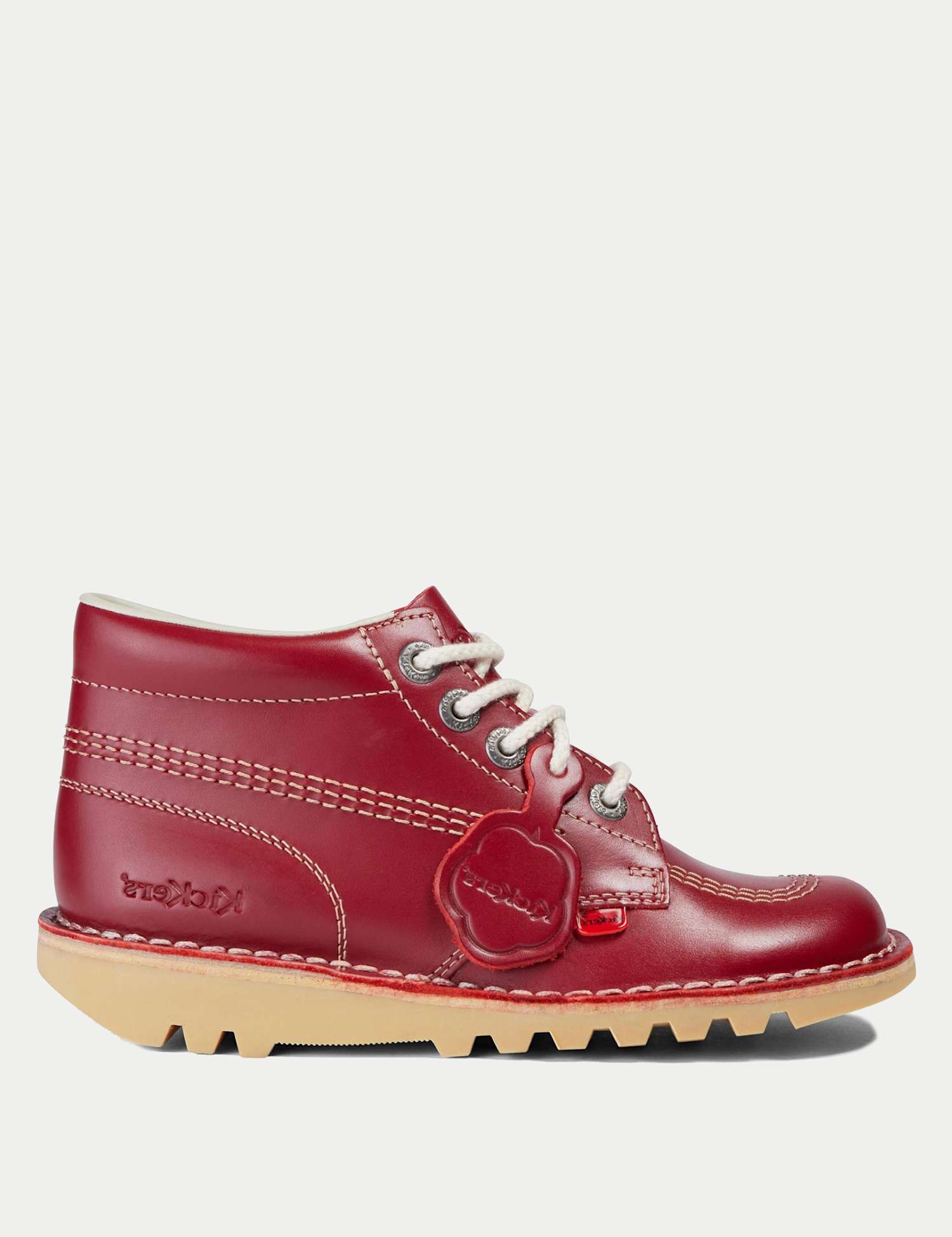 Kickers Leather Chunky Lace Up Ankle Boots Red