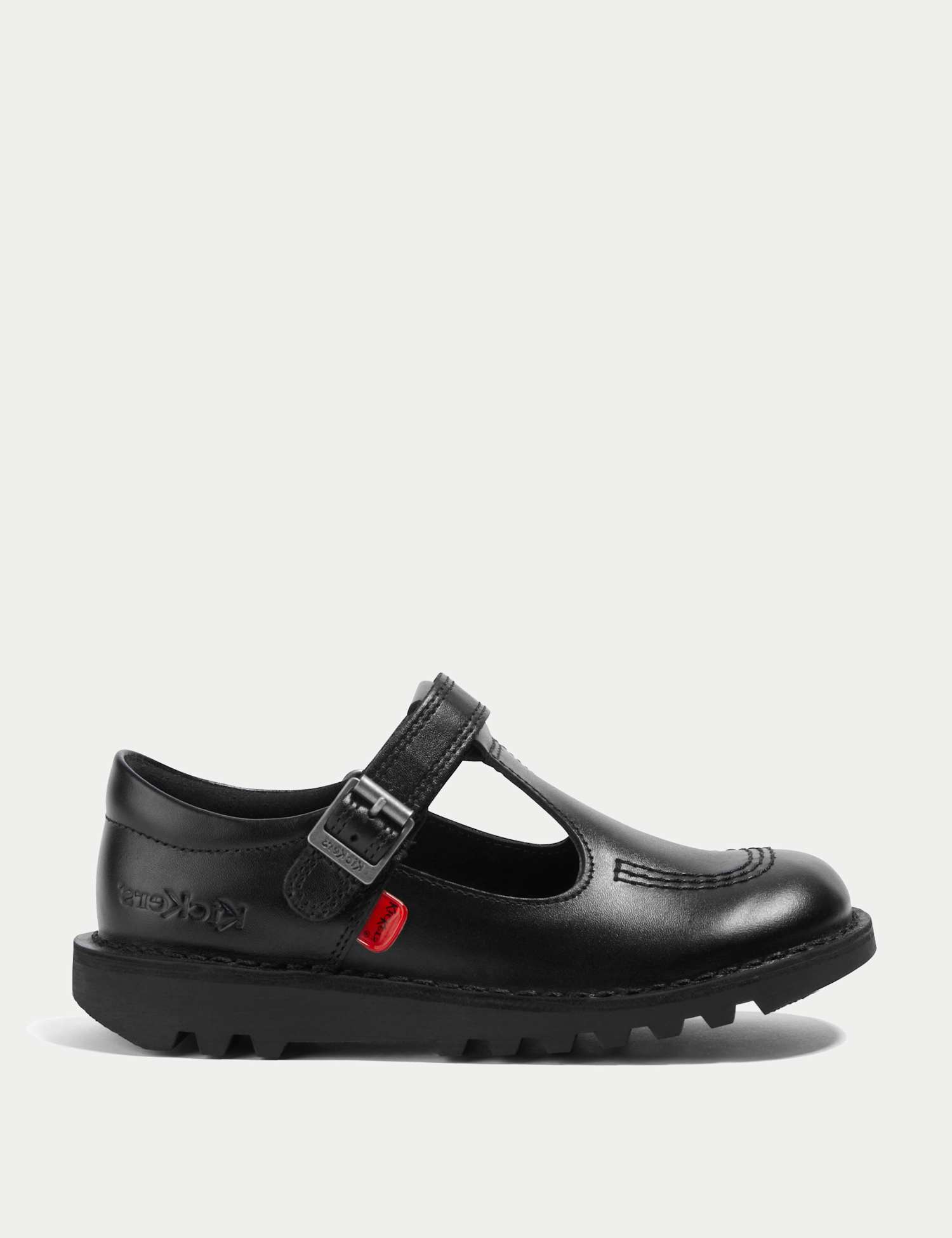 Kickers Kids' Leather Riptape T-Bar School Shoes (12� Small - 2� Large) Black