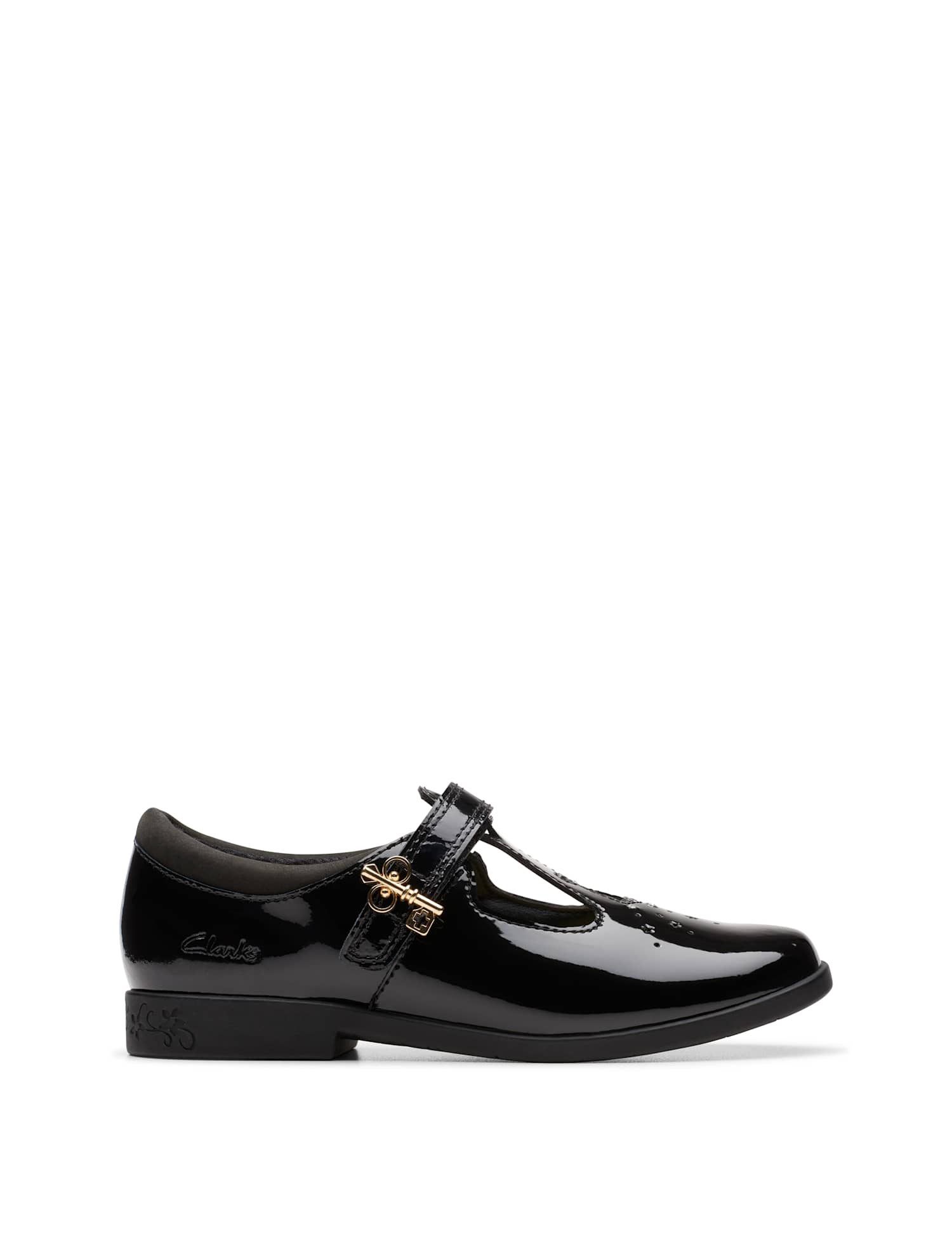 Clarks Kids' Patent Leather Riptape School Shoes (7 Small - 2.5 Large) Black