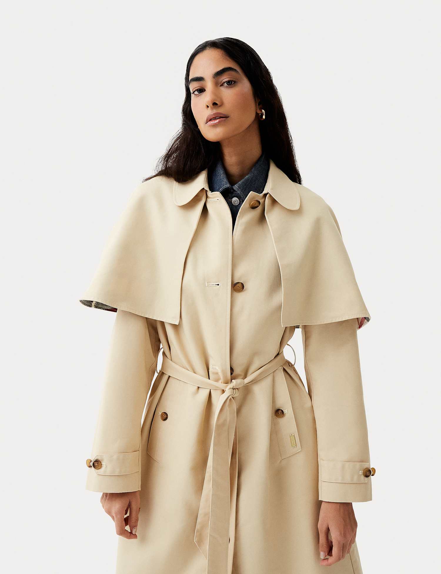 Hunter Keltie Pure Cotton Trench Coat Cream