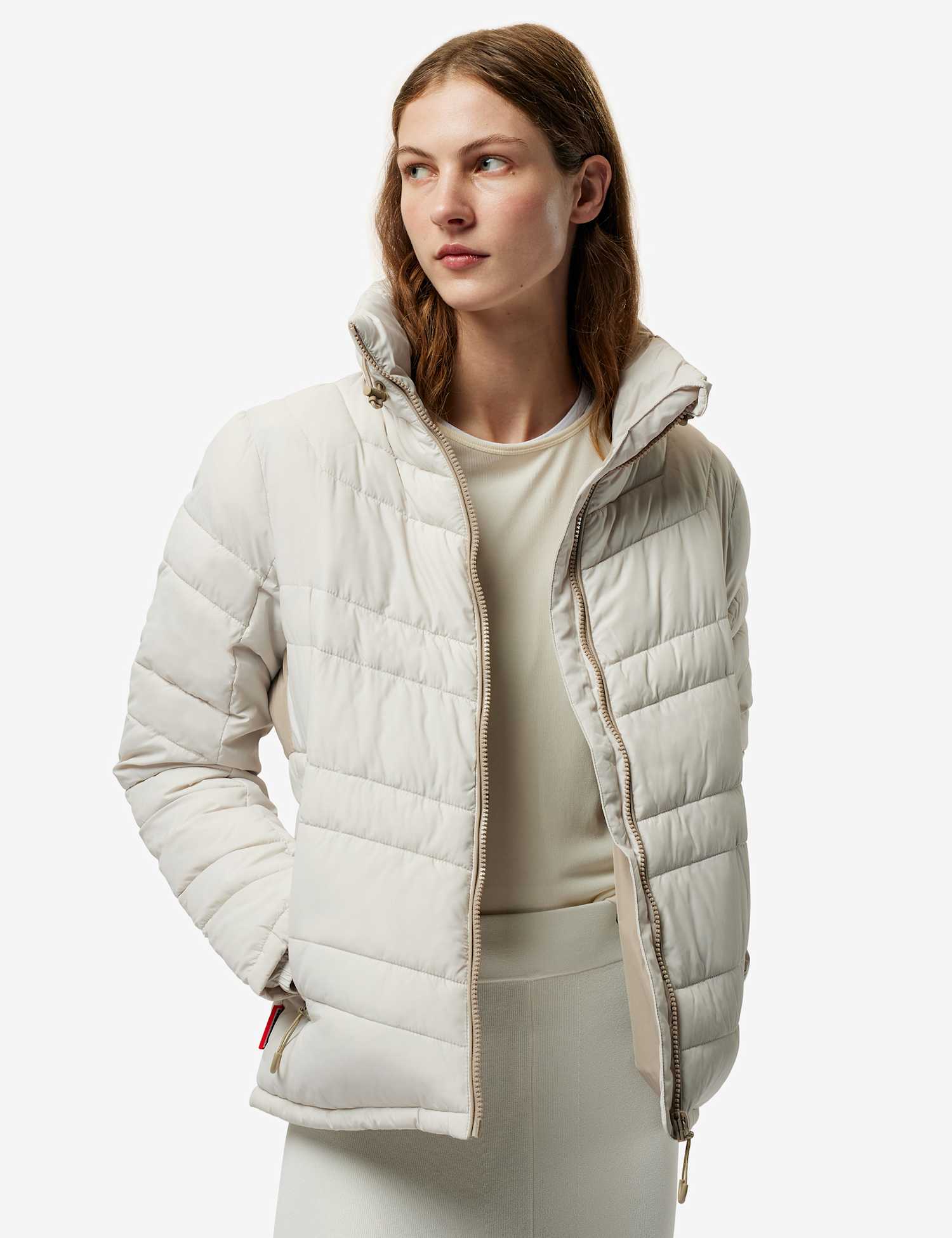 Hunter Hooded Packaway Puffer Coat White