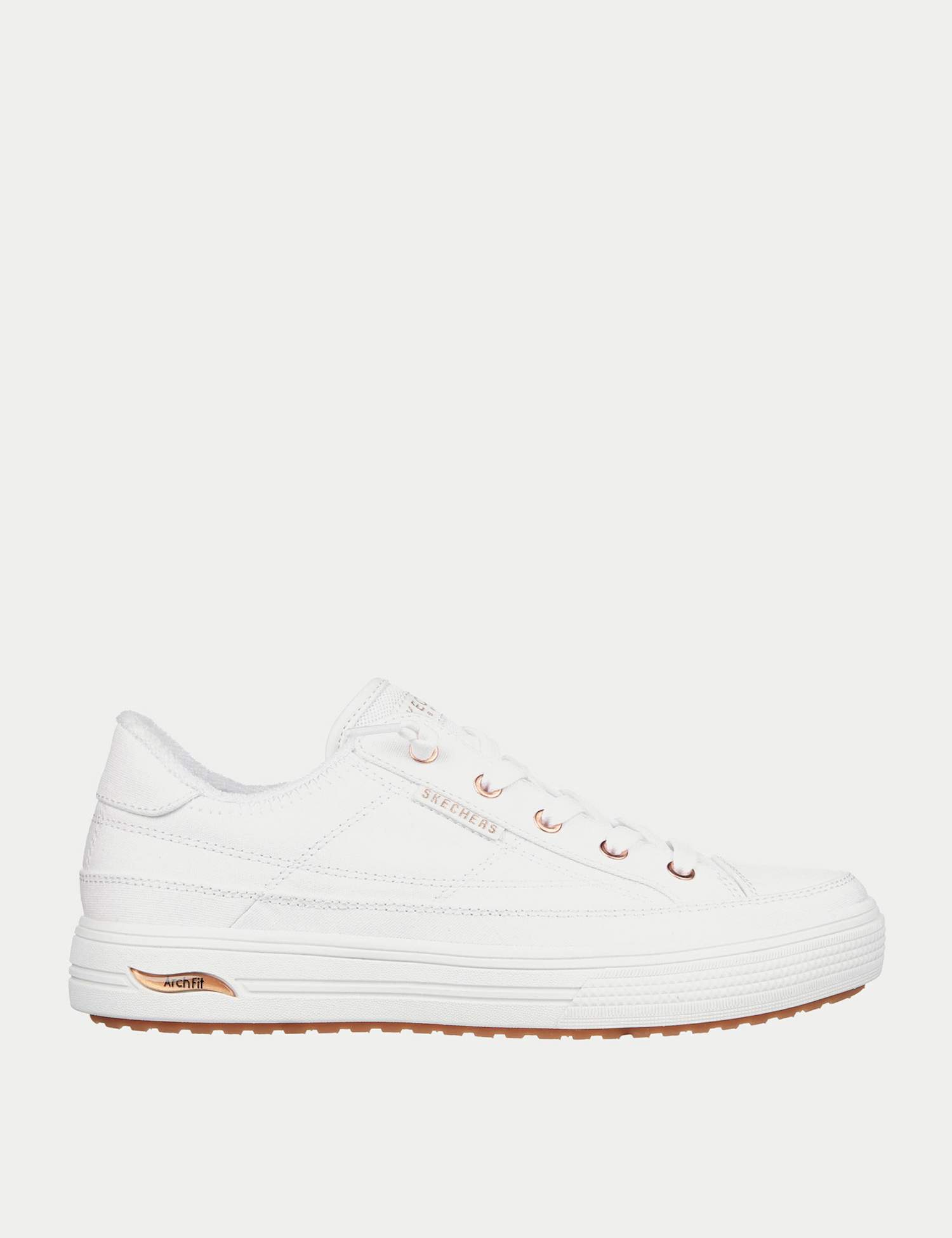 Skechers Arch Fit Arcade Meet Ya There Canvas Trainers White