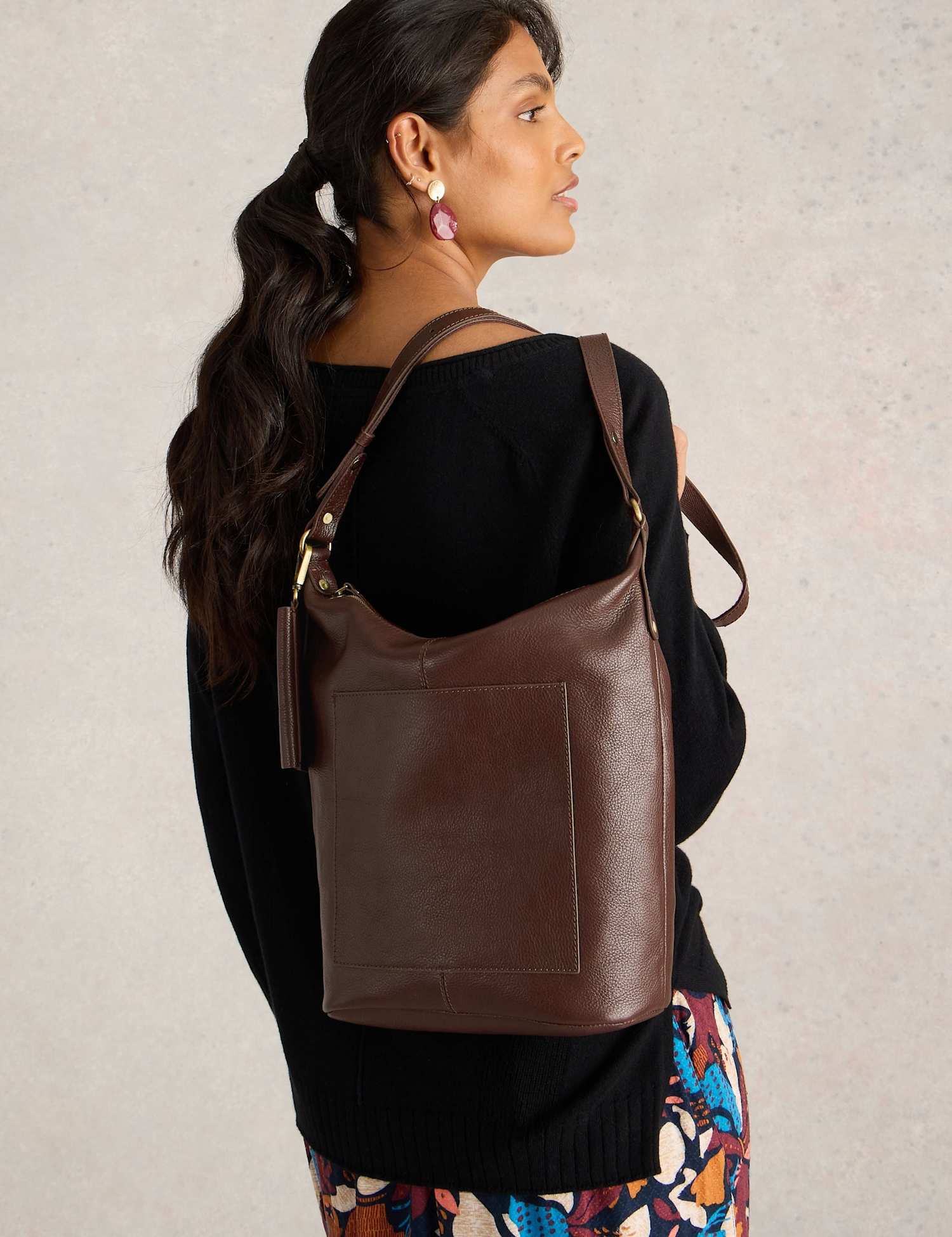 White Stuff Leather Crossbody Bag Brown