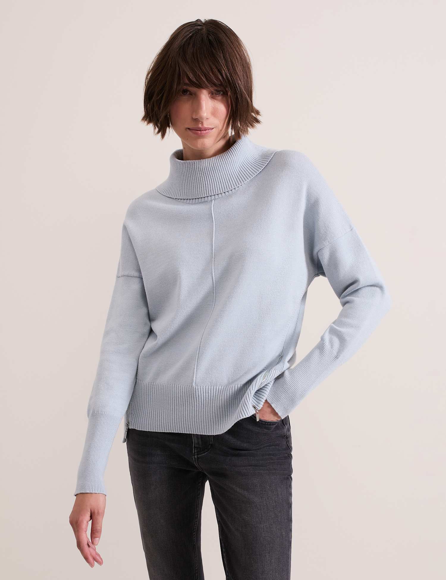 Phase Eight Polo Neck Side Zip Jumper Blue
