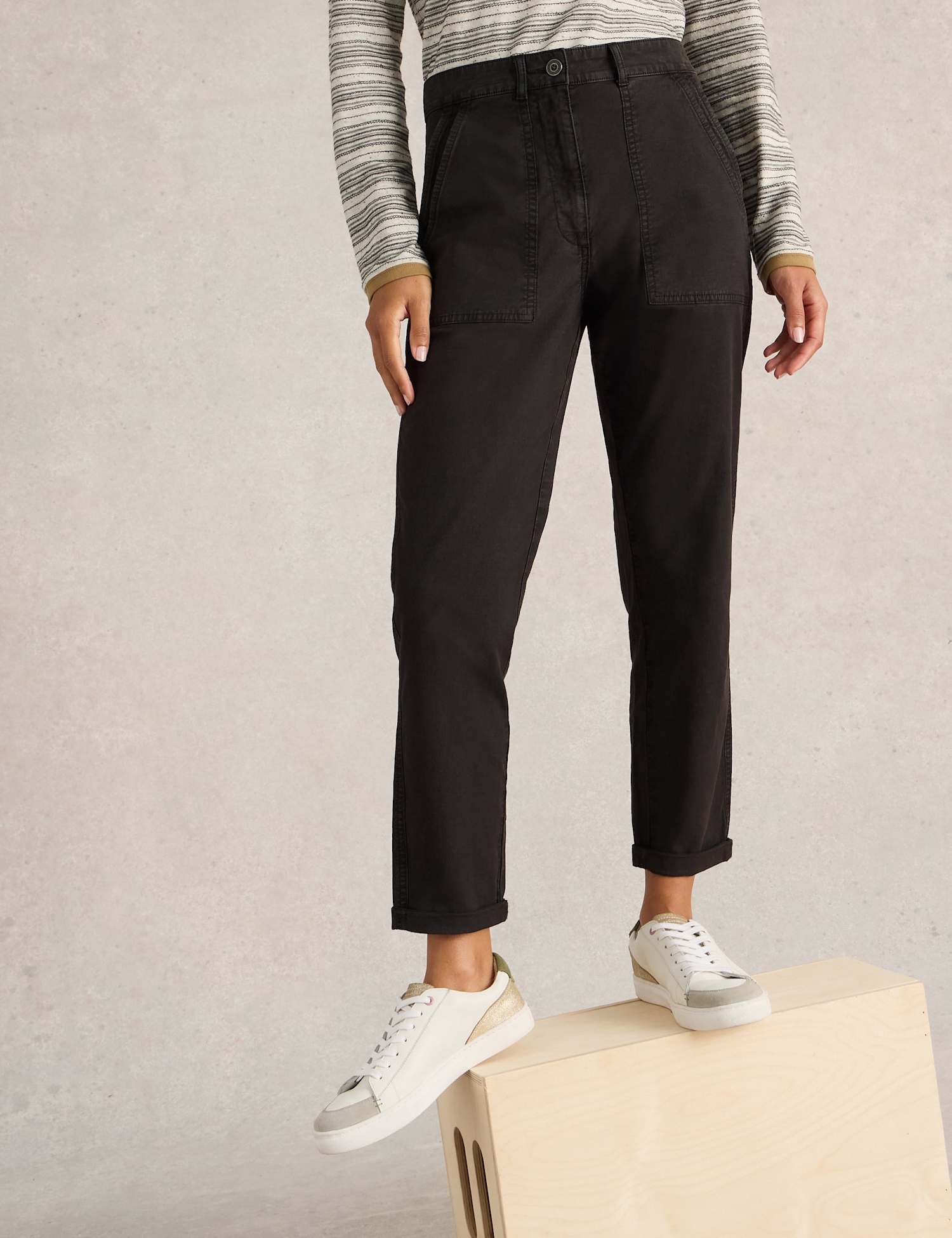 White Stuff Twister Cotton Rich Chinos Black