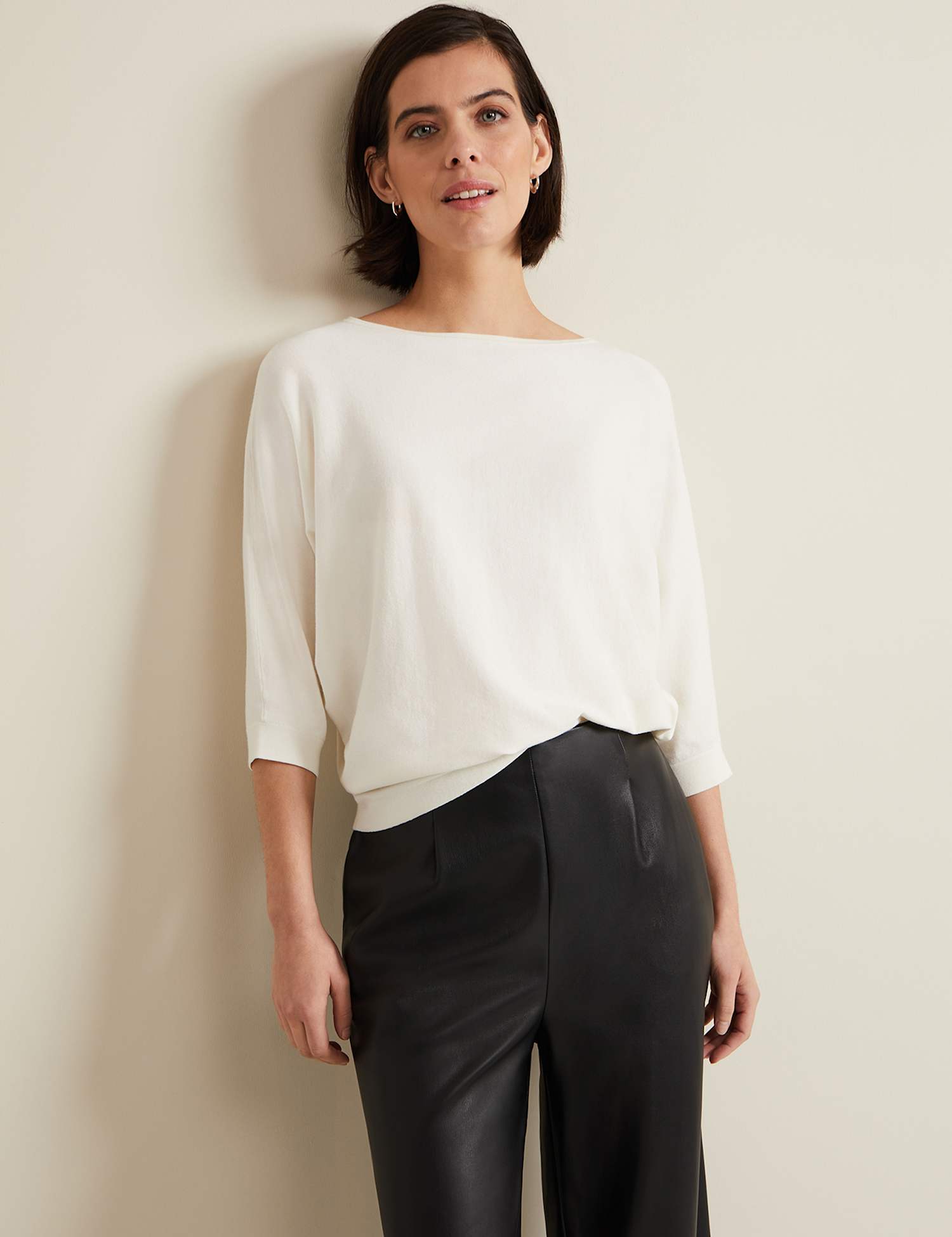 Phase Eight Slash Neck Batwing Sleeve Jumper Cream