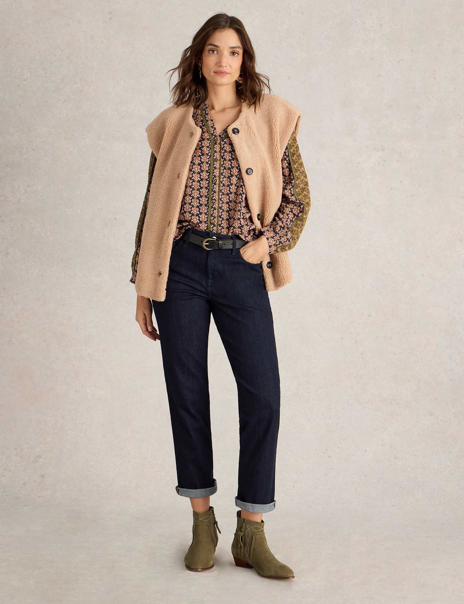 White Stuff High Waisted Straight Leg Jeans Dark Denim
