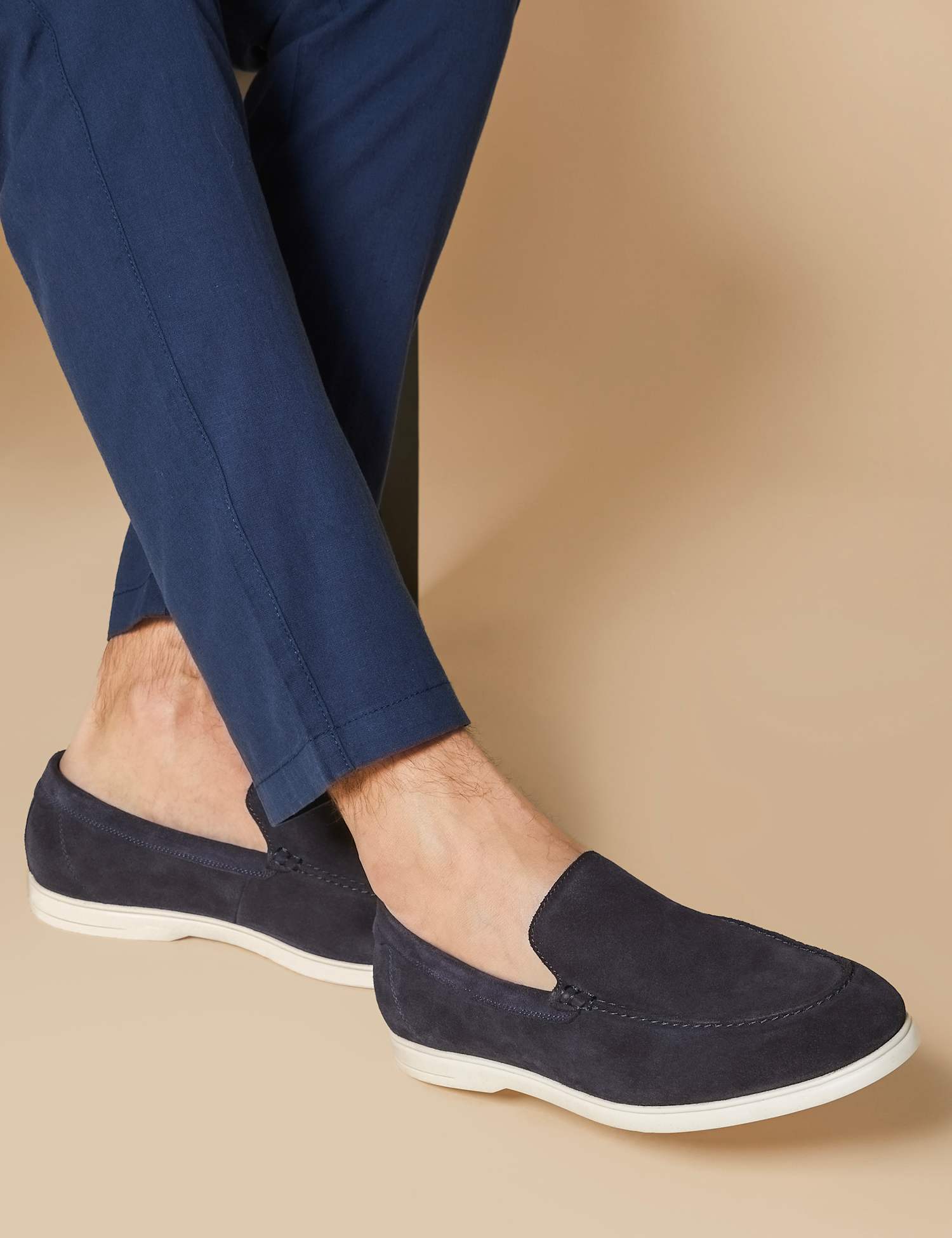 Jones Bootmaker Suede Slip-On Shoes Navy