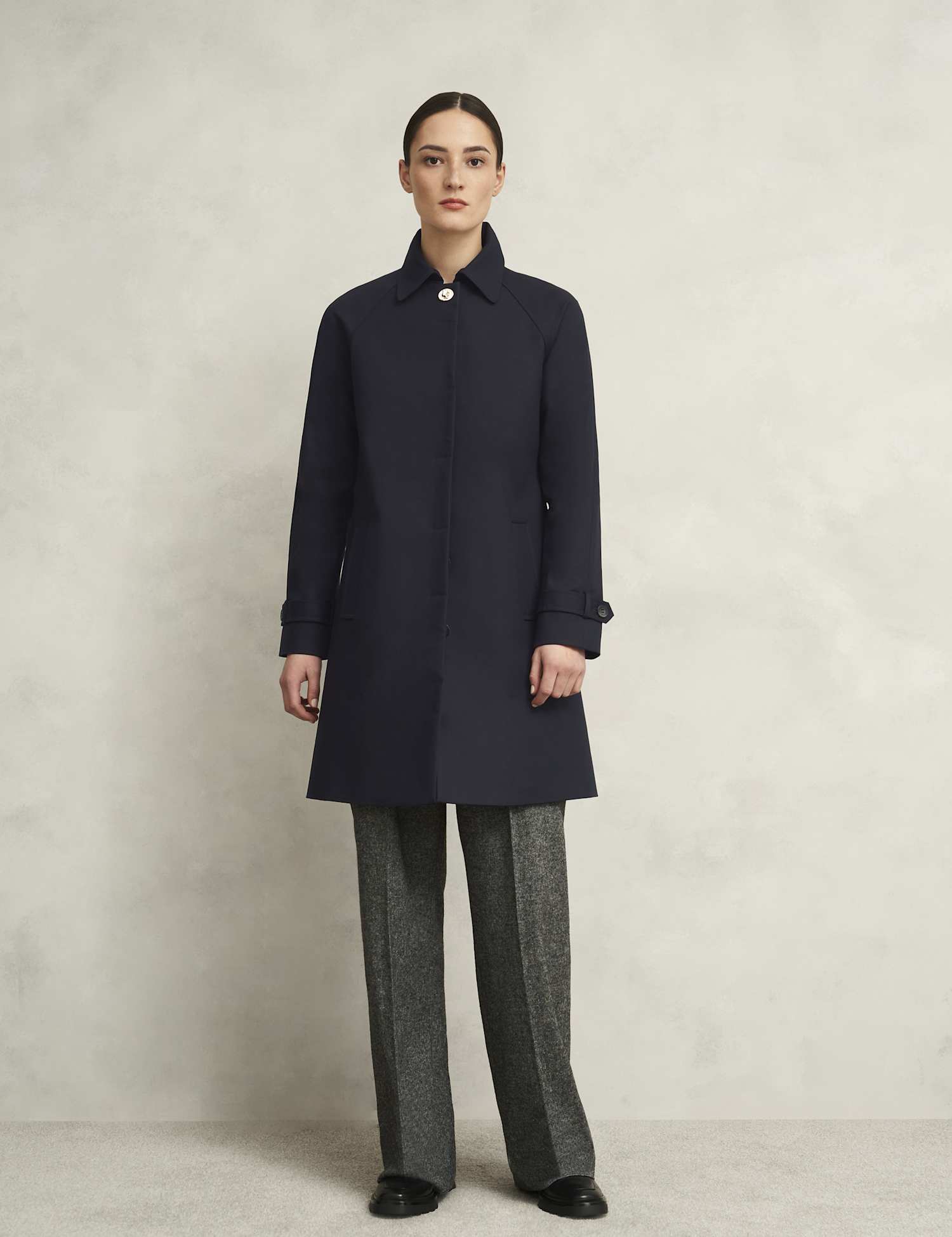 HOBBS Cotton Rich Single Breasted Trench Coat Navy