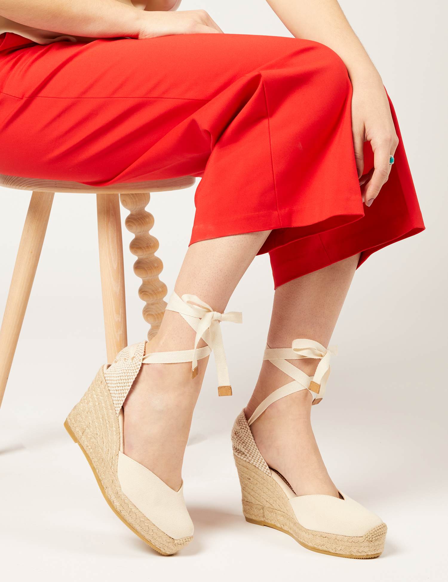 Jones Bootmaker Alyssa Wedge Espadrille Beige Mix
