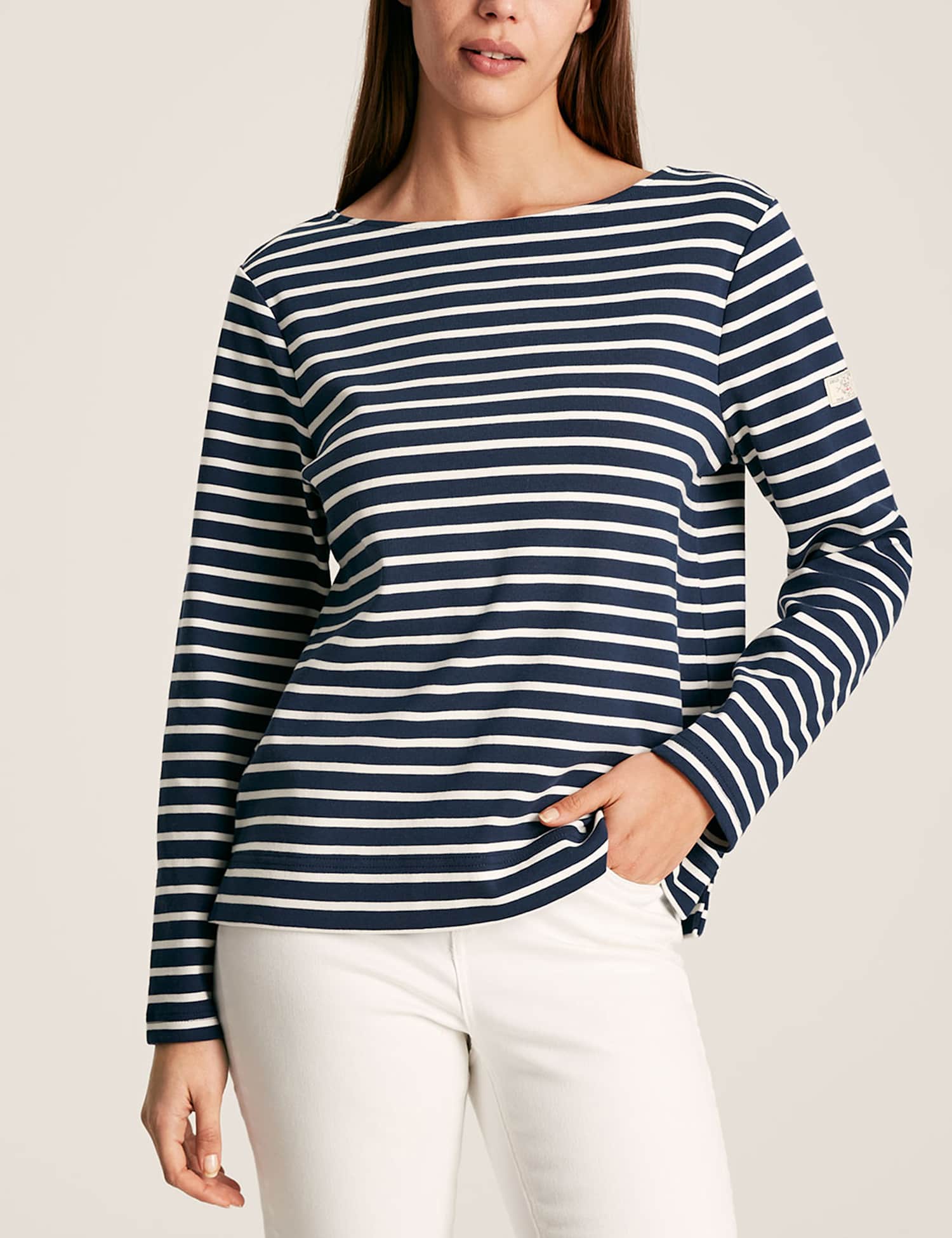 Joules Pure Cotton Striped Top Cream Mix