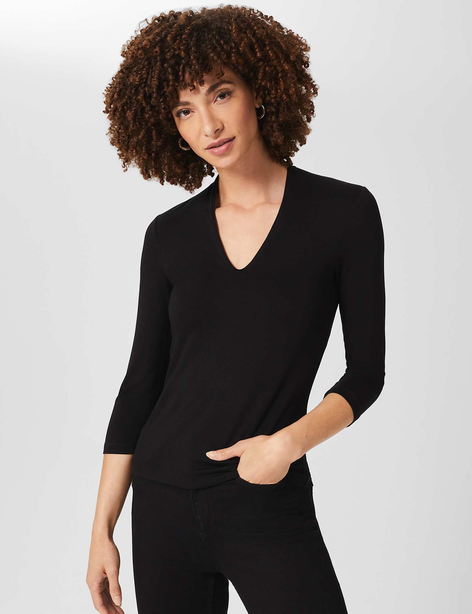 HOBBS Jersey Fitted Top Black