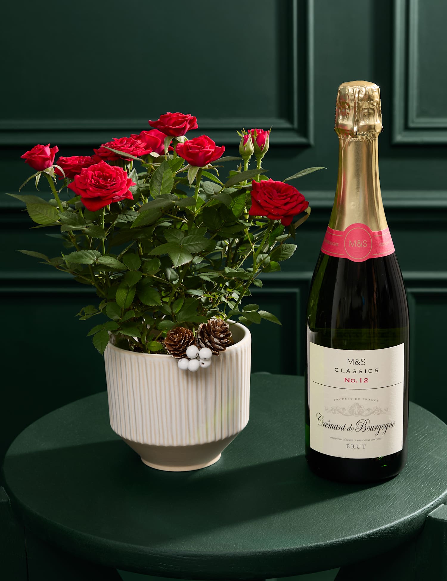 M&S Flower Market Christmas Red Rose with Cr�mant