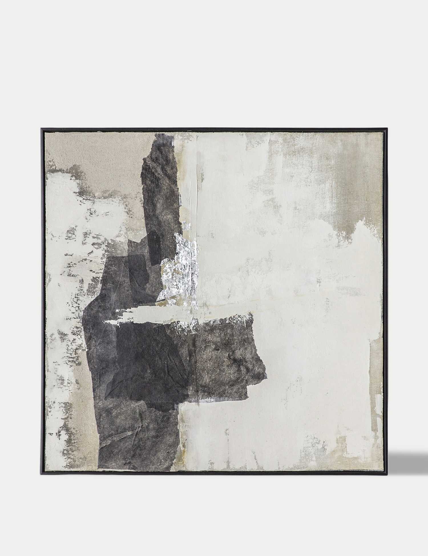 Gallery Direct Rocks Point Abstract Square Framed Canvas Black