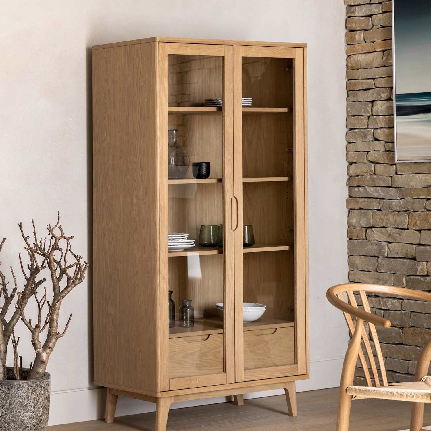 Gallery Direct Nord Display Cabinet - Oak - Available at M&S