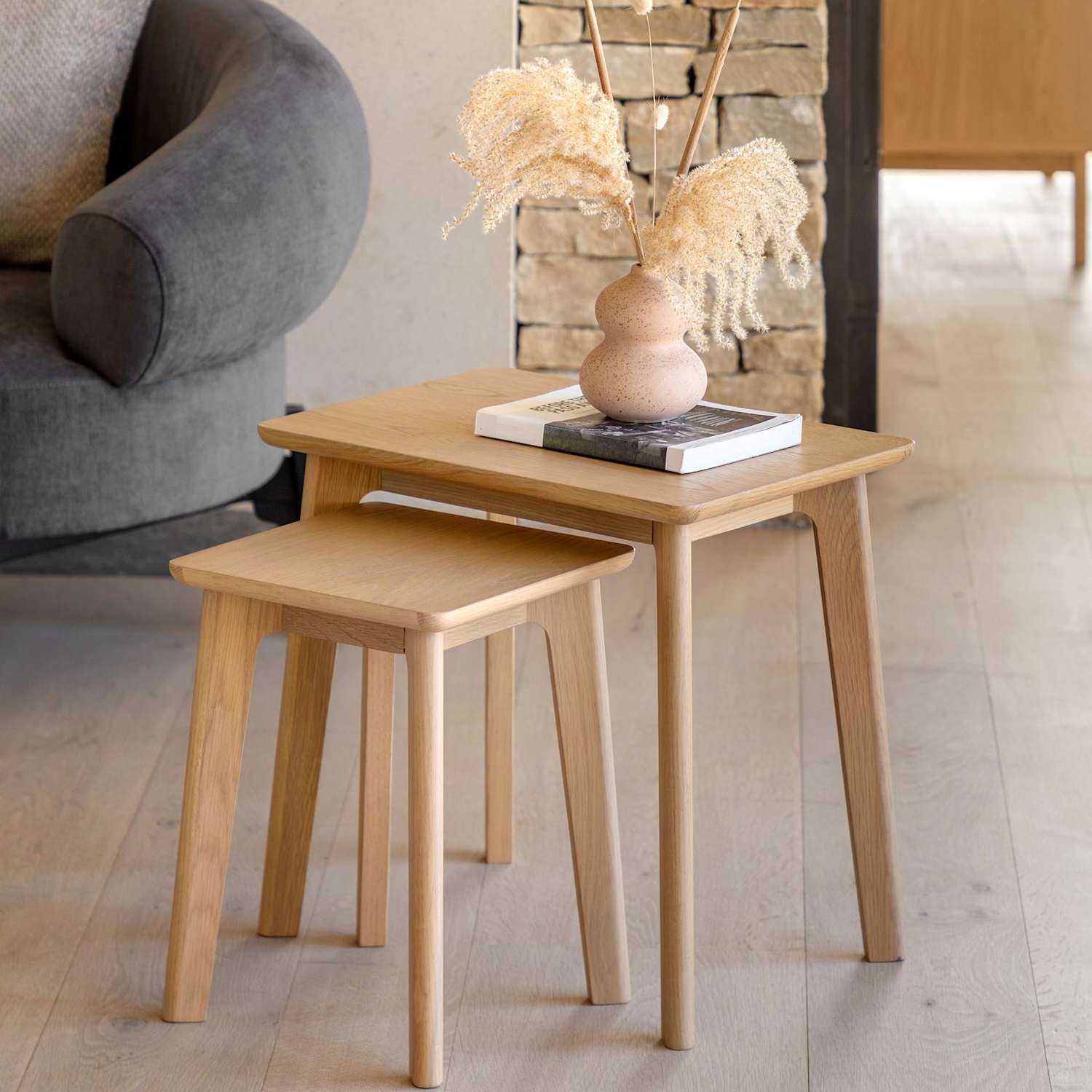 Gallery Direct Nord Nest of Tables - Oak - Available at M&S