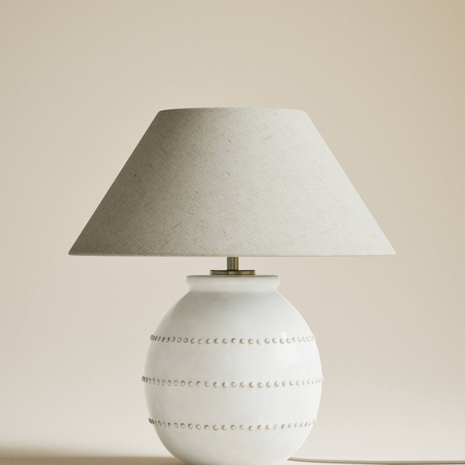 M&S Ceramic Bobble Table Lamp - Cream