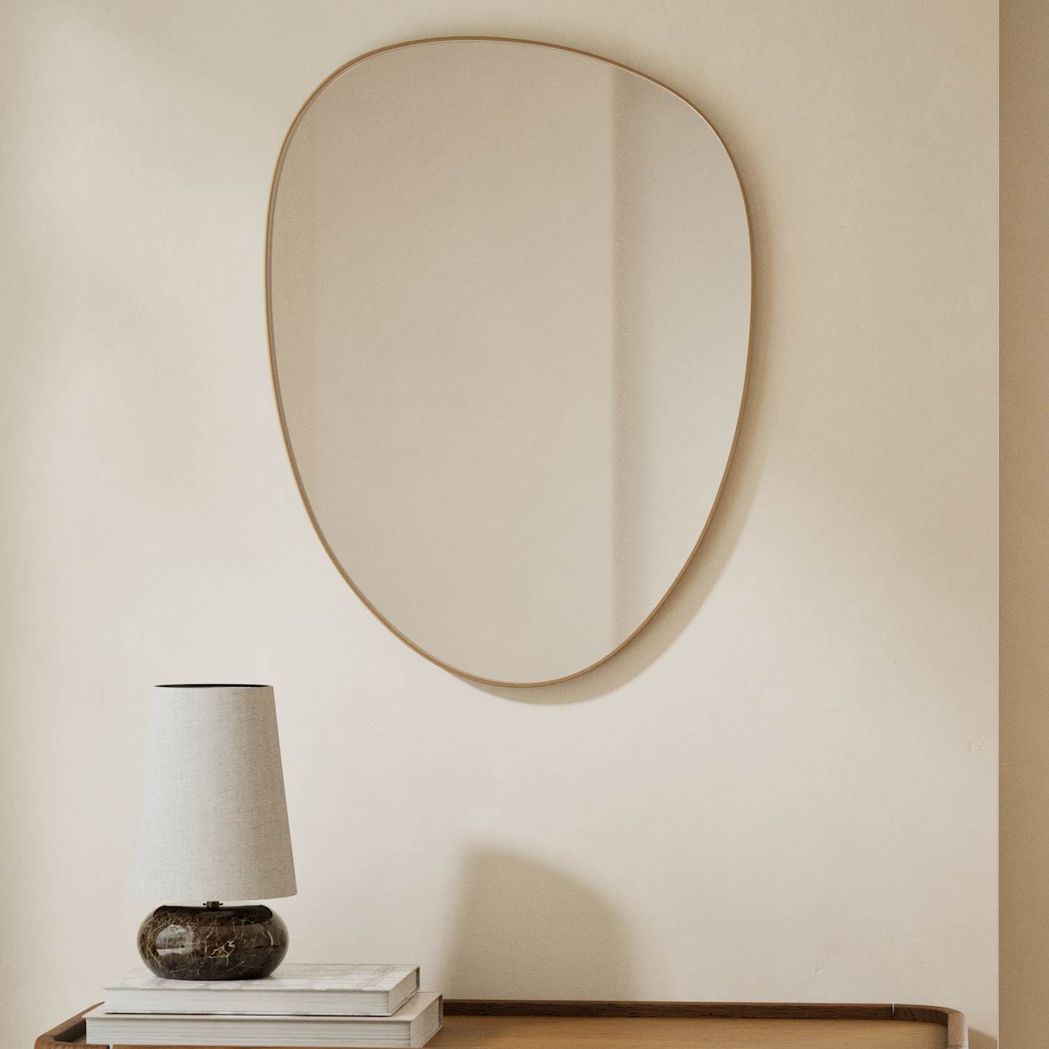 M&S Pebble Metal Curved Wall Mirror - Antique Brass
