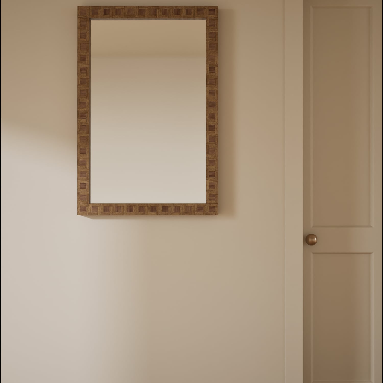 M&S Hugo Marquetry Wood Rectangular Wall Mirror - Natural