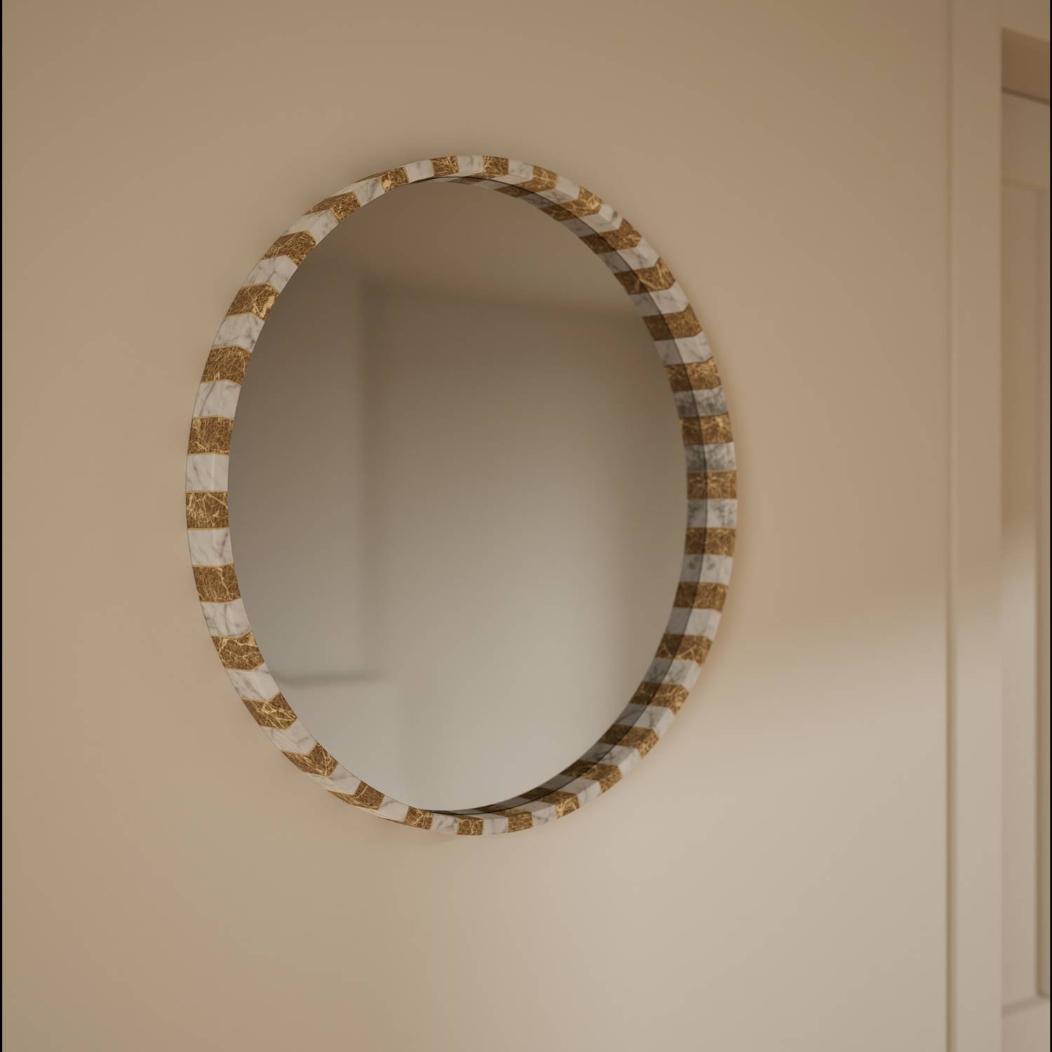 M&S Marble Round Wall Mirror - Brown Mix