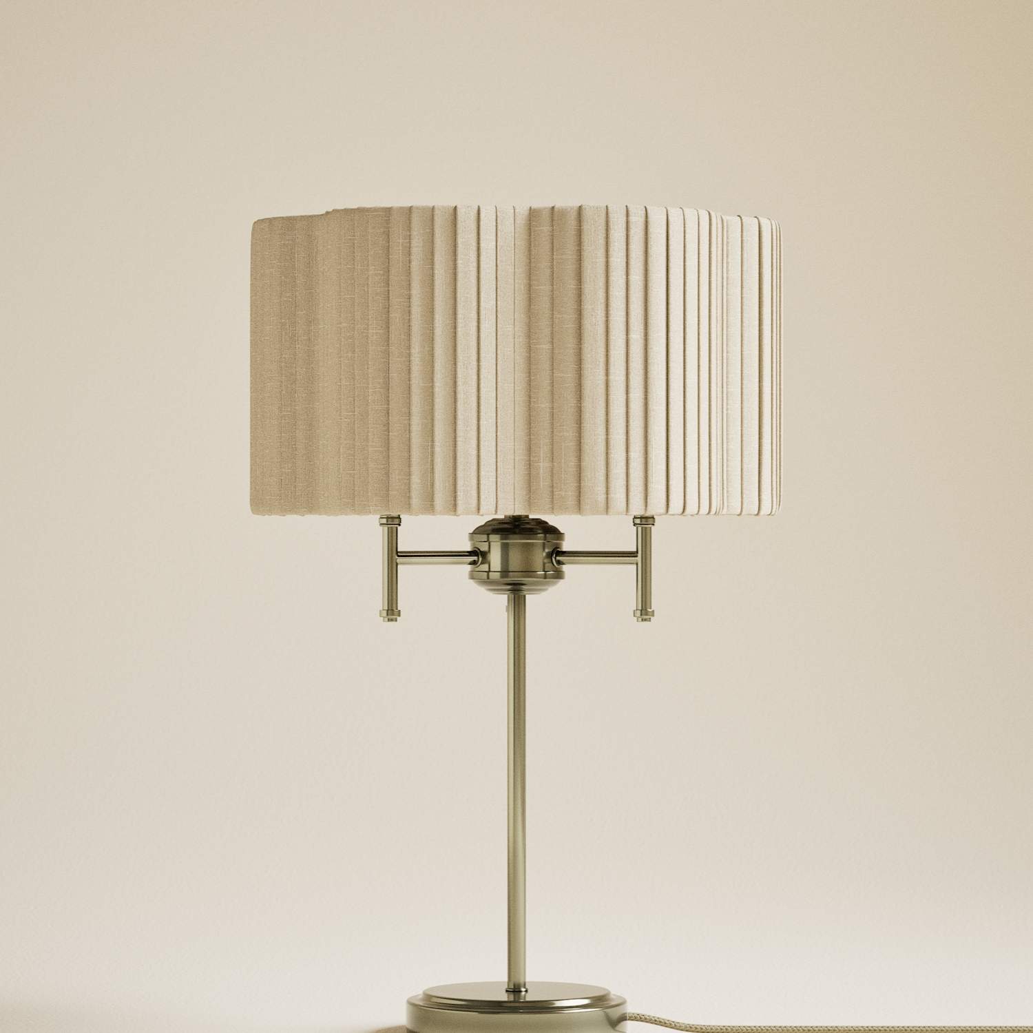 M&S Scallop Pleated Shade Brass Base Table Lamp - Antique Brass
