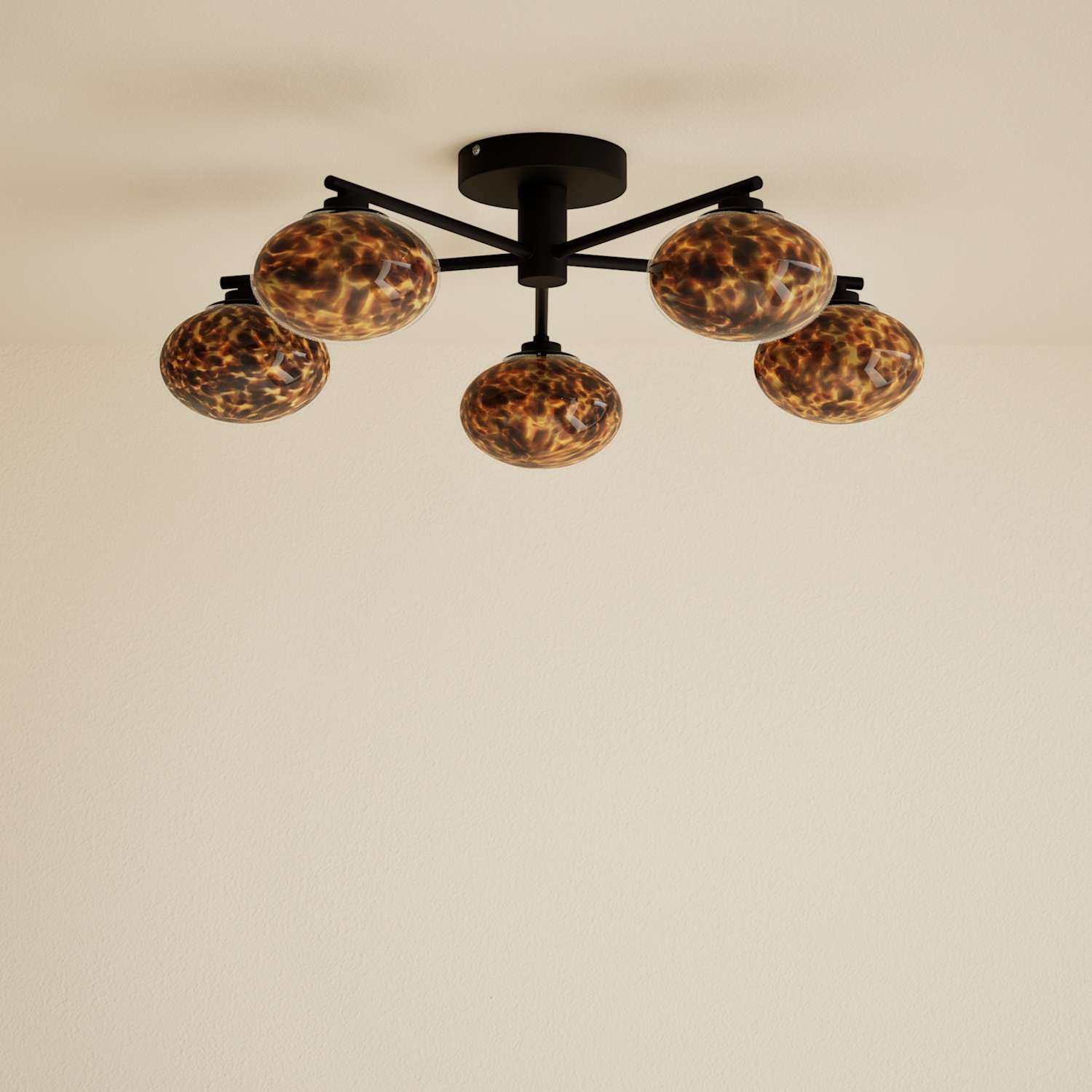 M&S Glass Tortoiseshell Flush Ceiling Light - Black