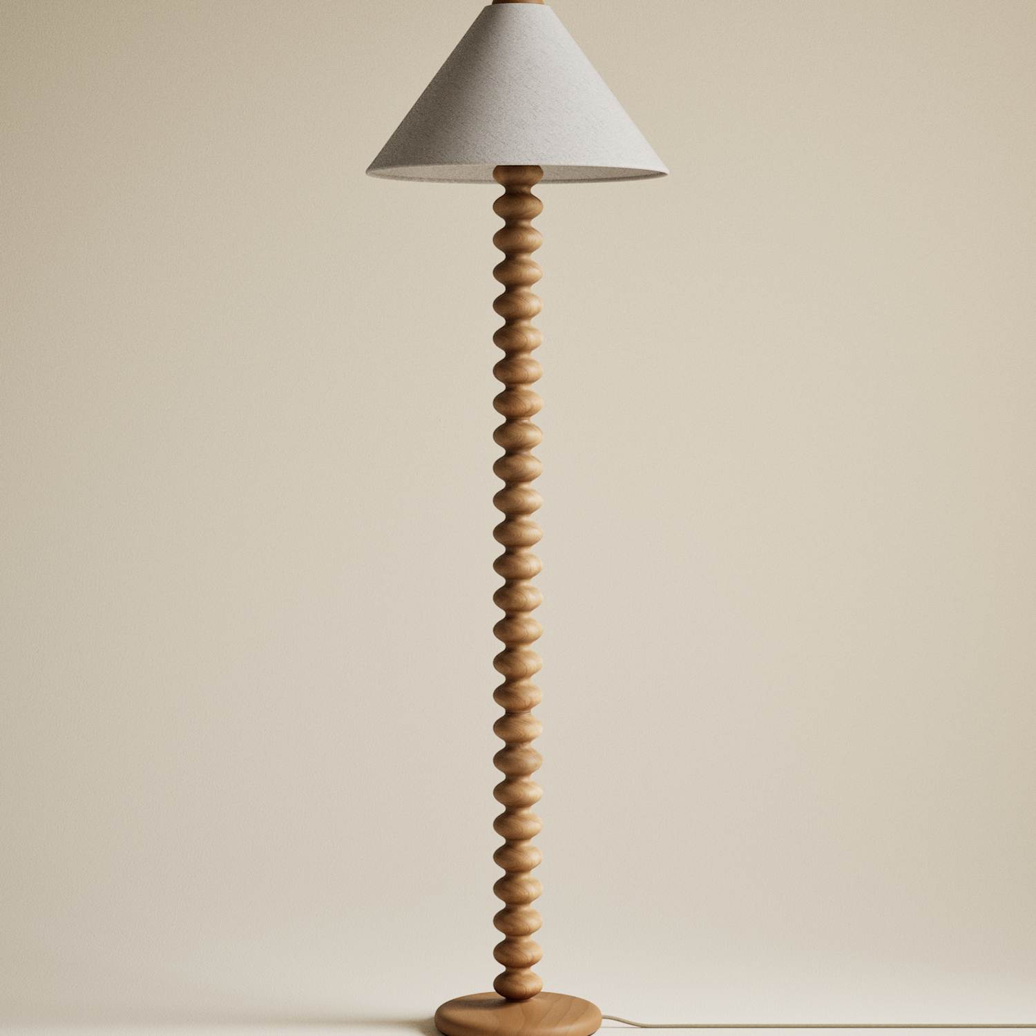 M&S Evelyn Wooden Bobbin Floor Lamp