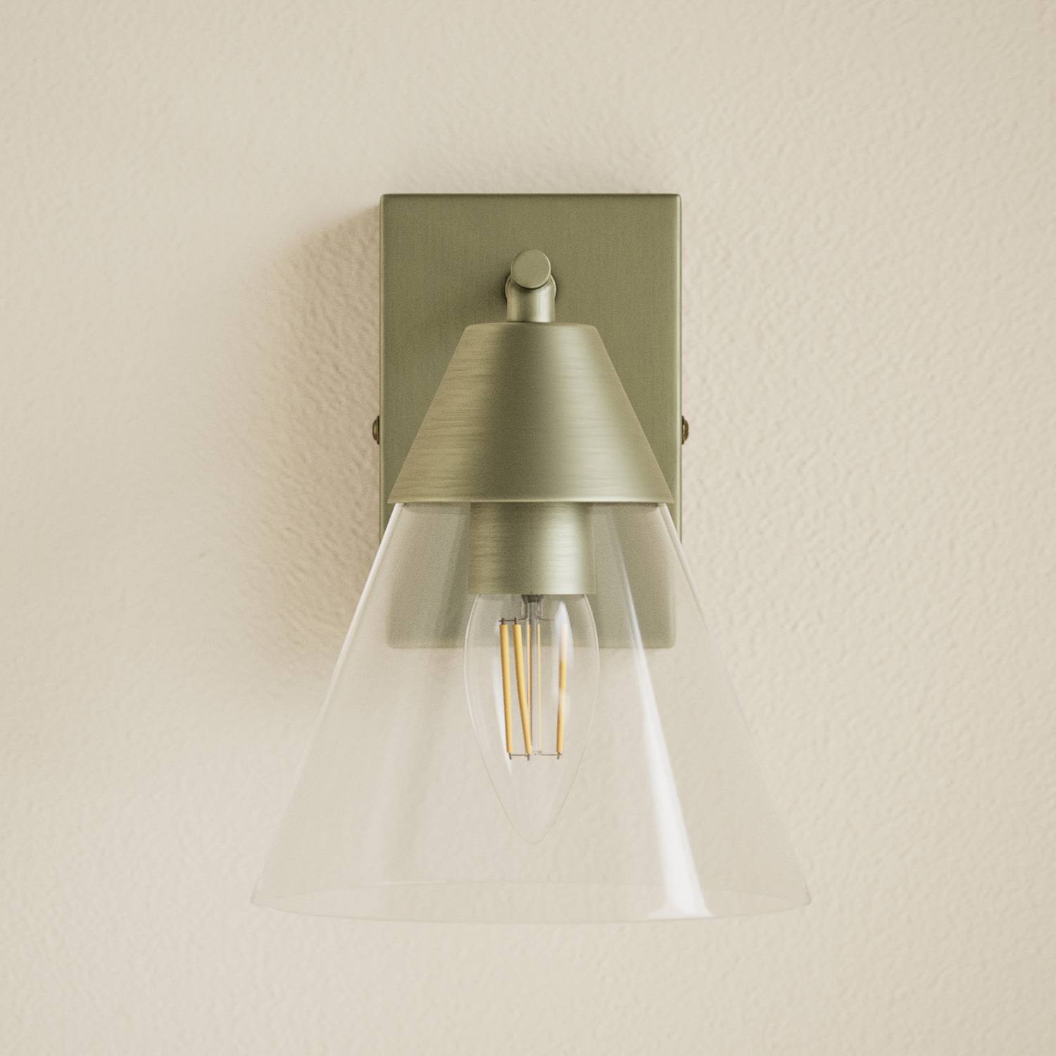M&S Square Base Cone Hinged Wall Light - Antique Brass