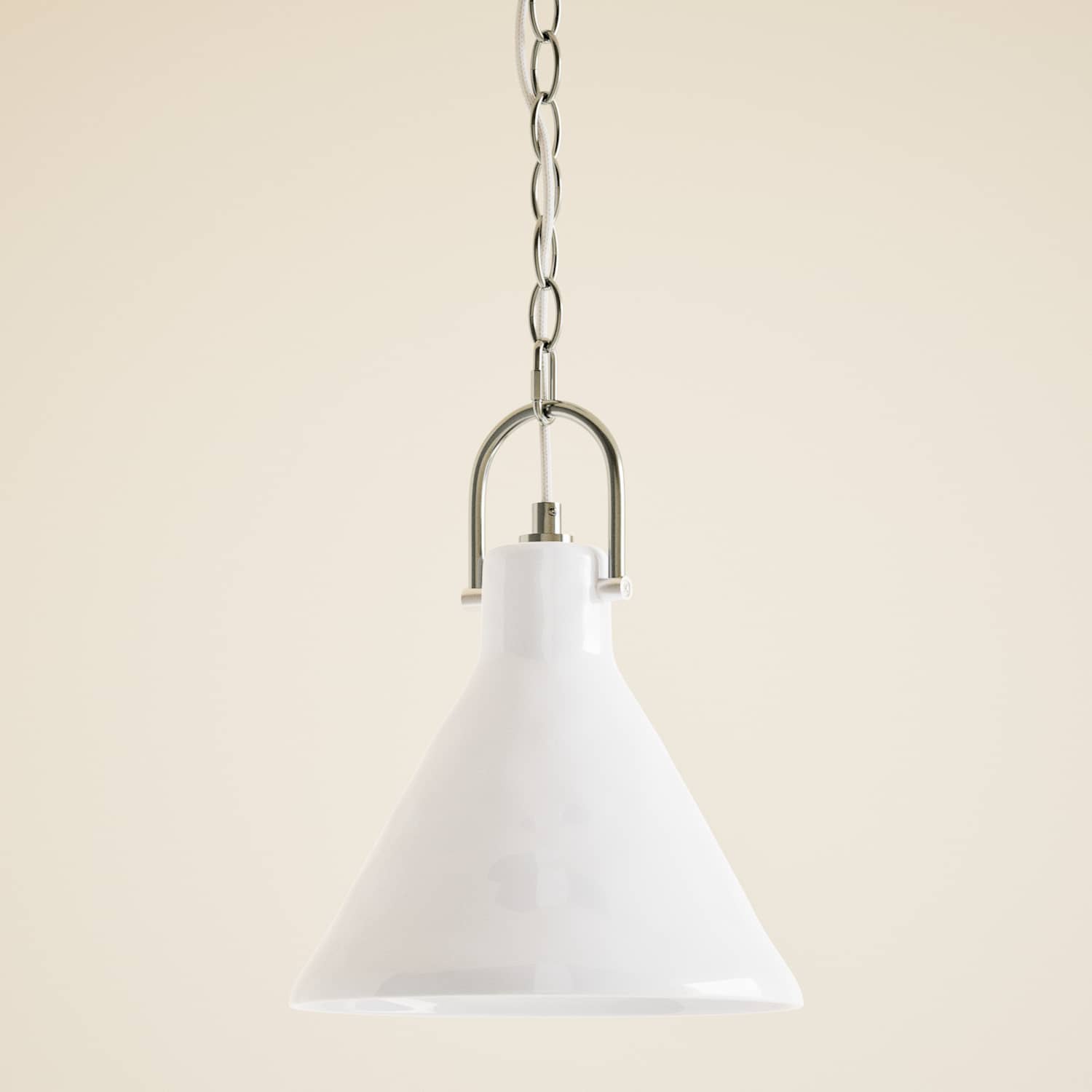 M&S Ceramic Mottled Cone Pendant Light - White