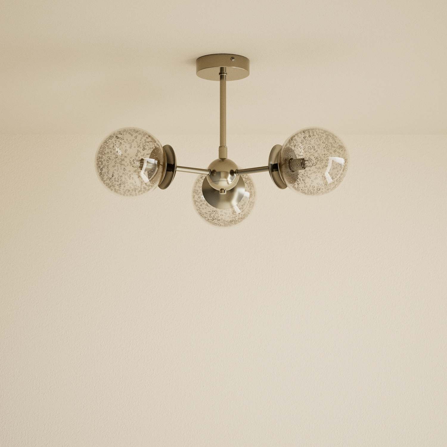 M&S Sputnik Bubble Glass 3 Arm Flush Ceiling Light - Champagne
