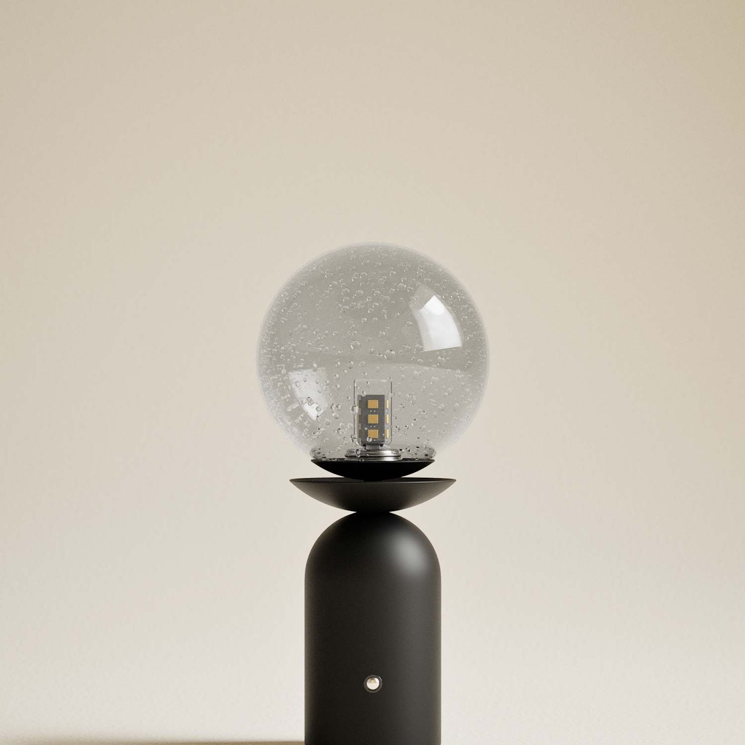 M&S Rechargeable Bubble Glass Globe Table Lamp - Black