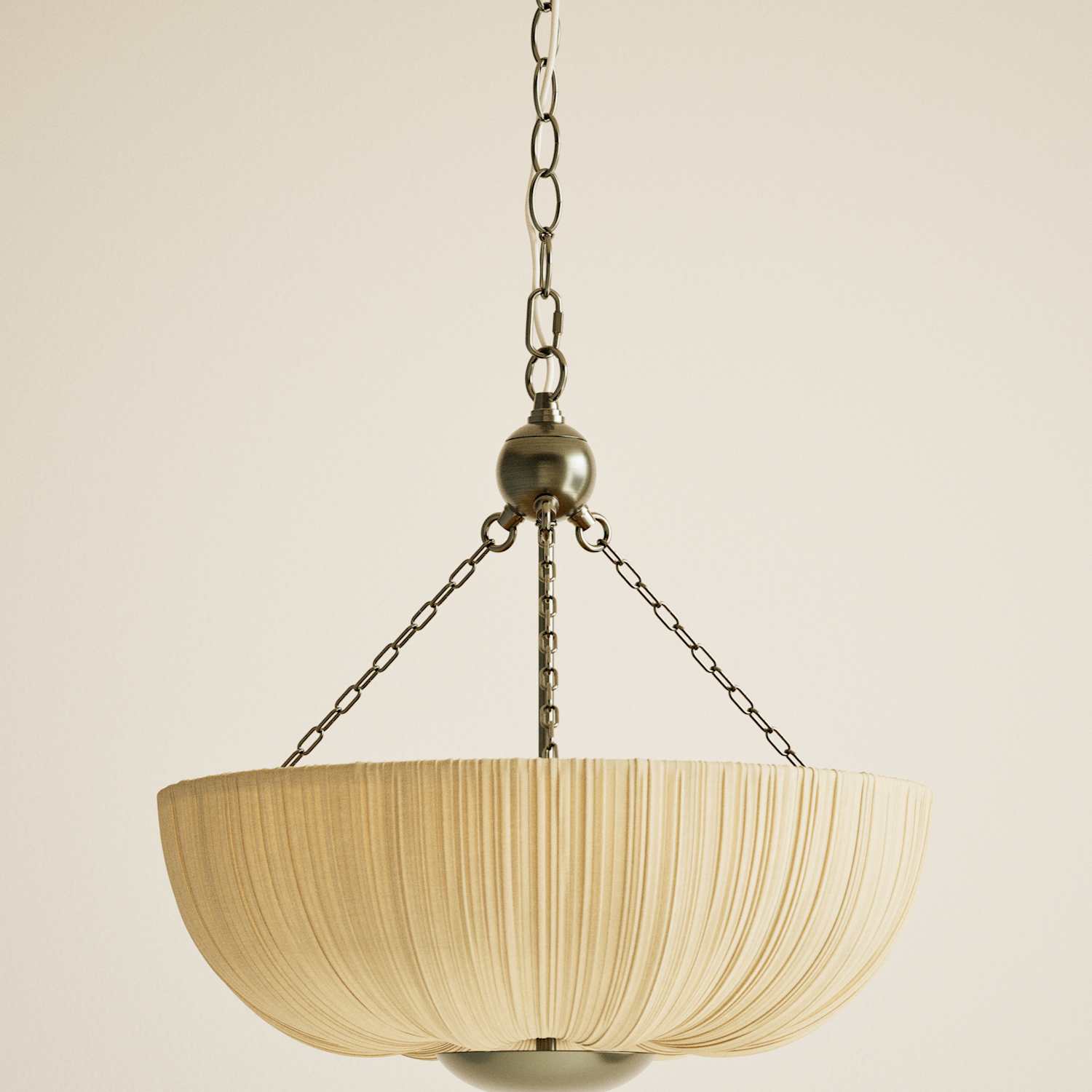 M&S Pleated Fabric Uplighter Pendant Light - Antique Brass