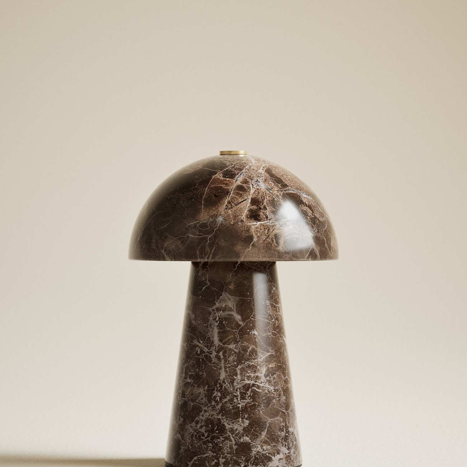 M&S Marble Rechargeable Mushroom Lamp - Brown