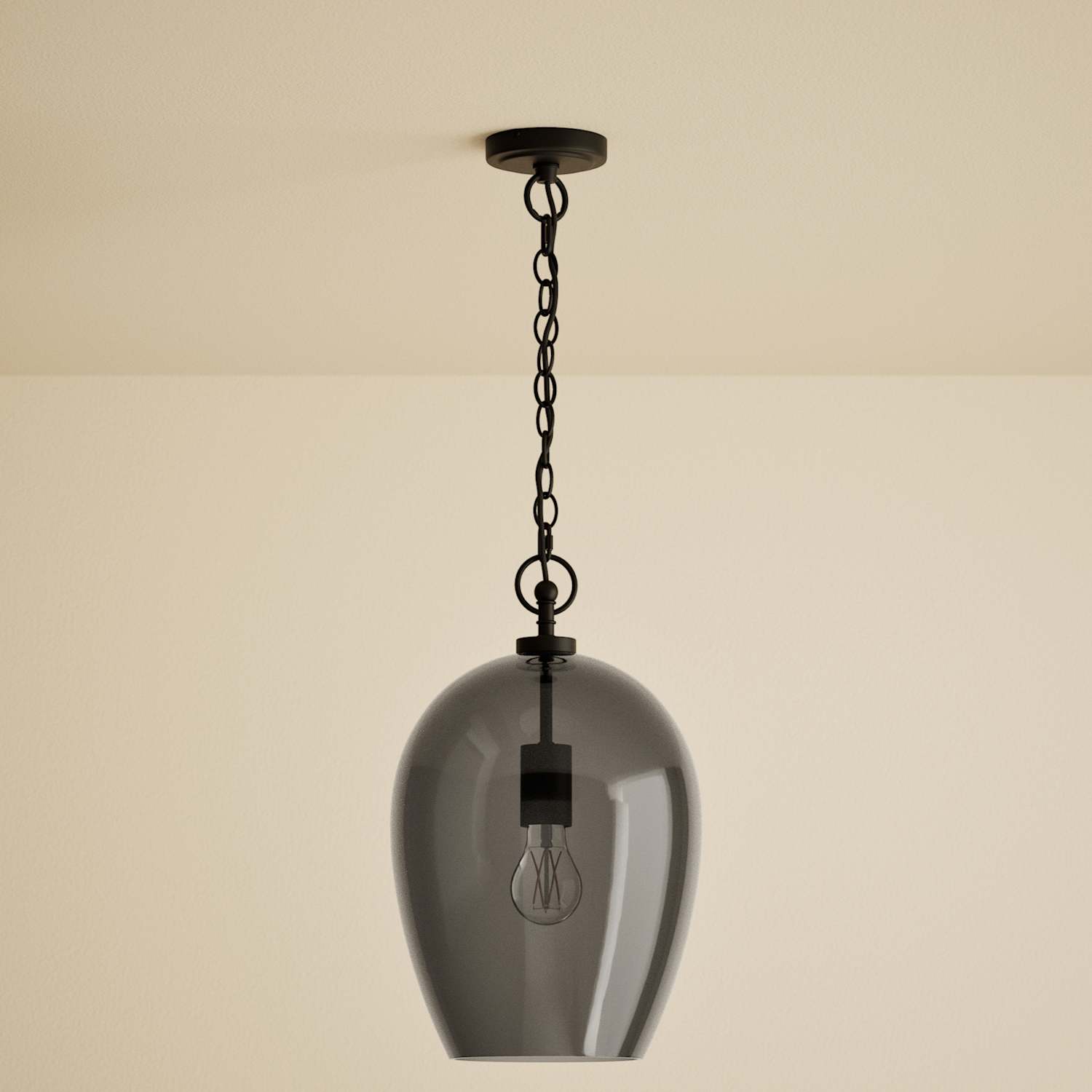 M&S Glass Bell Pendant Ceiling Light - Smoke