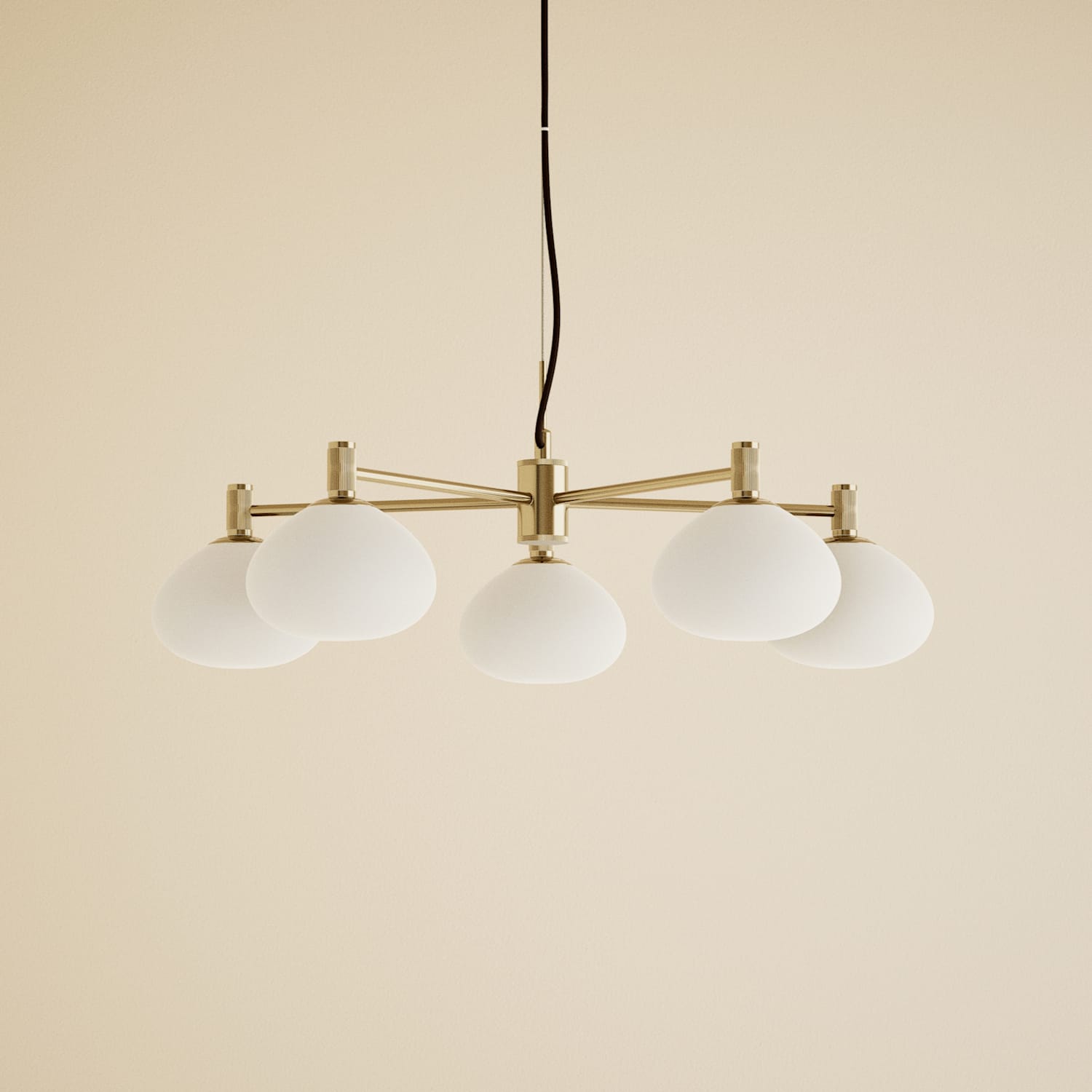 M&S Metal and Glass 5 Light Pendant Light - Antique Brass