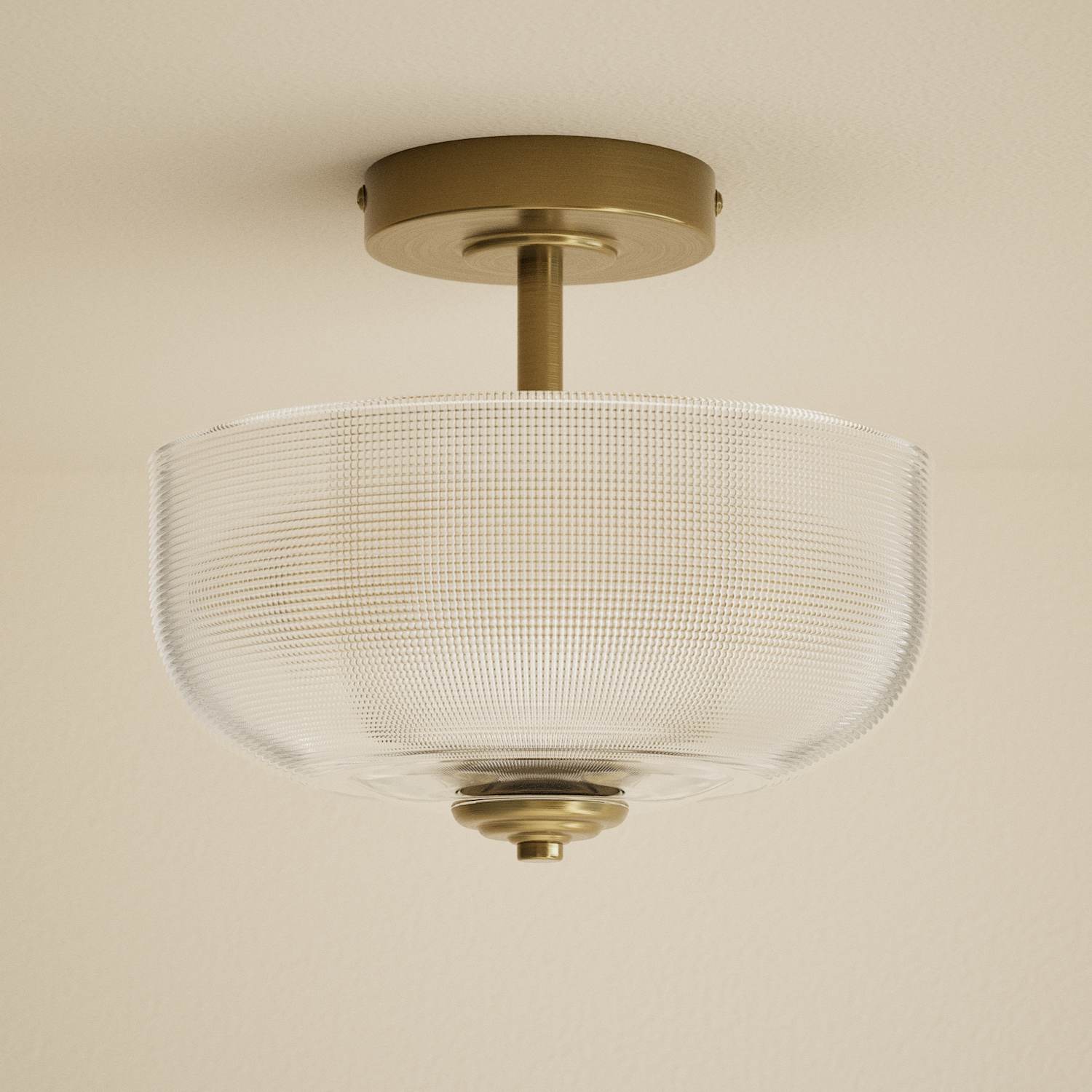 M&S Reeded Glass Ceiling Light - Antique Brass