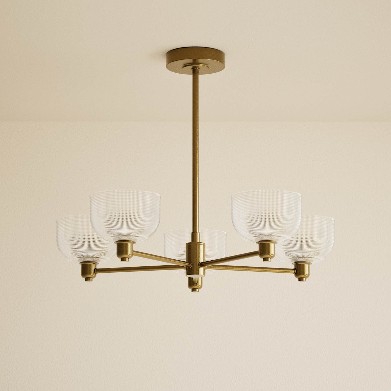 M&S Reeded 5 Light Uplighter Ceiling Light - Antique Brass
