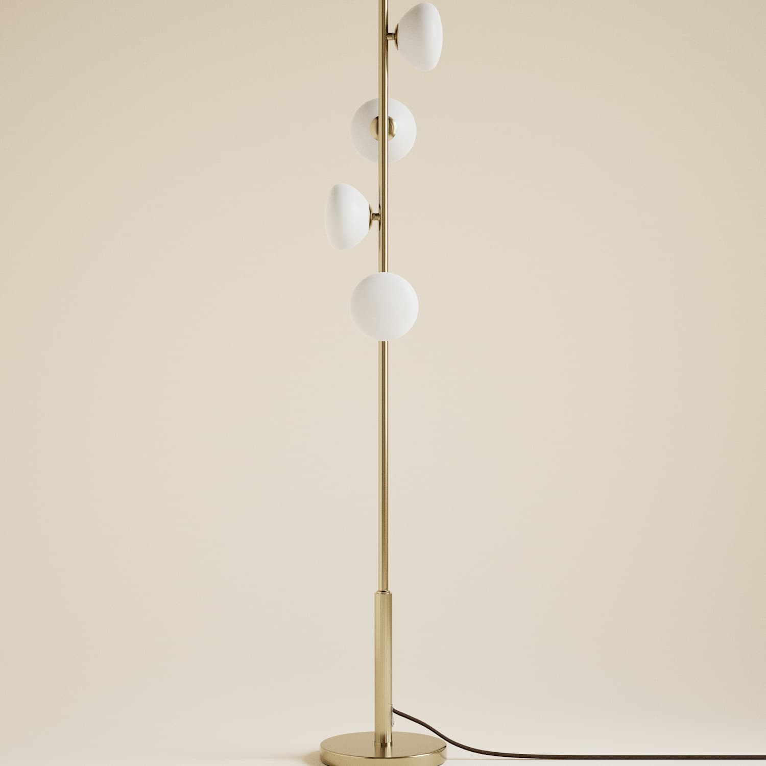 M&S Glass 4 Head Floor Lamp - Antique Brass