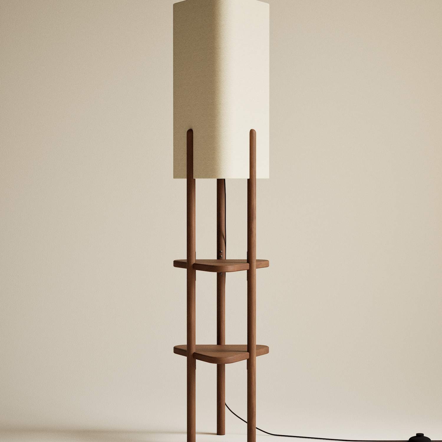 M&S Plectrum Shaded Floor Lamp with Storage - Brown