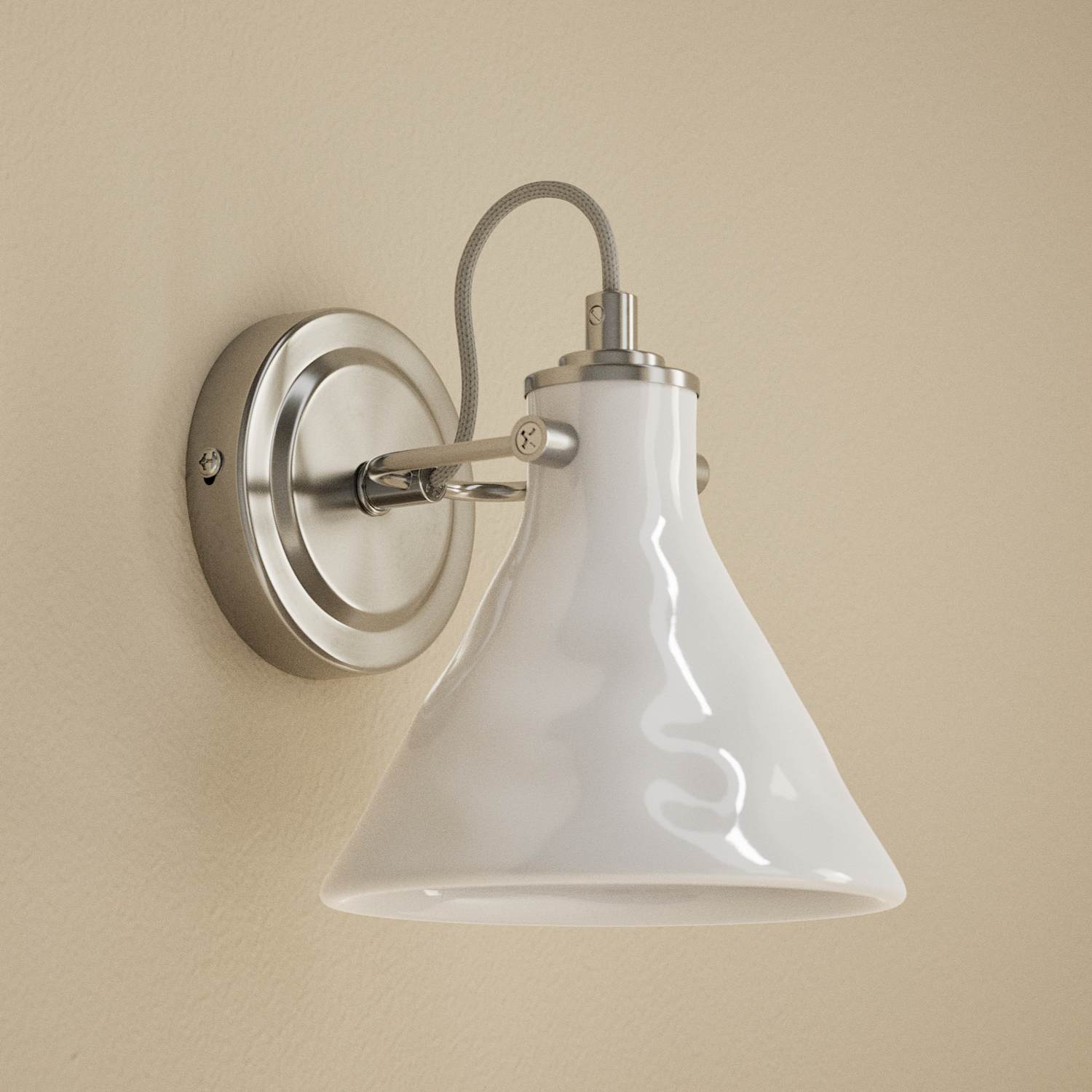 M&S Ceramic Mottled Cone Wall Light - White