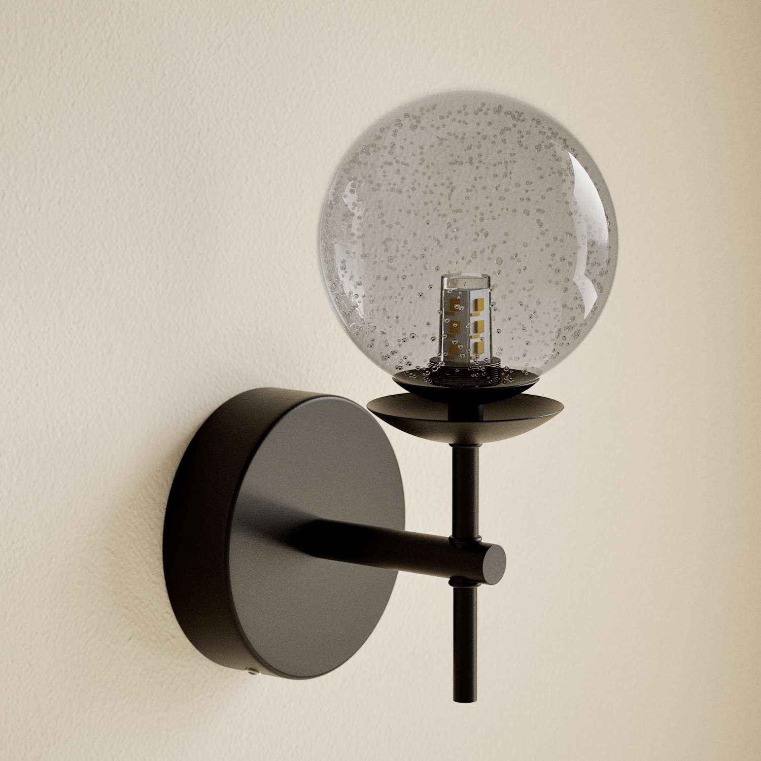 M&S Glass Single Sputnik Bubble Wall Light - Black