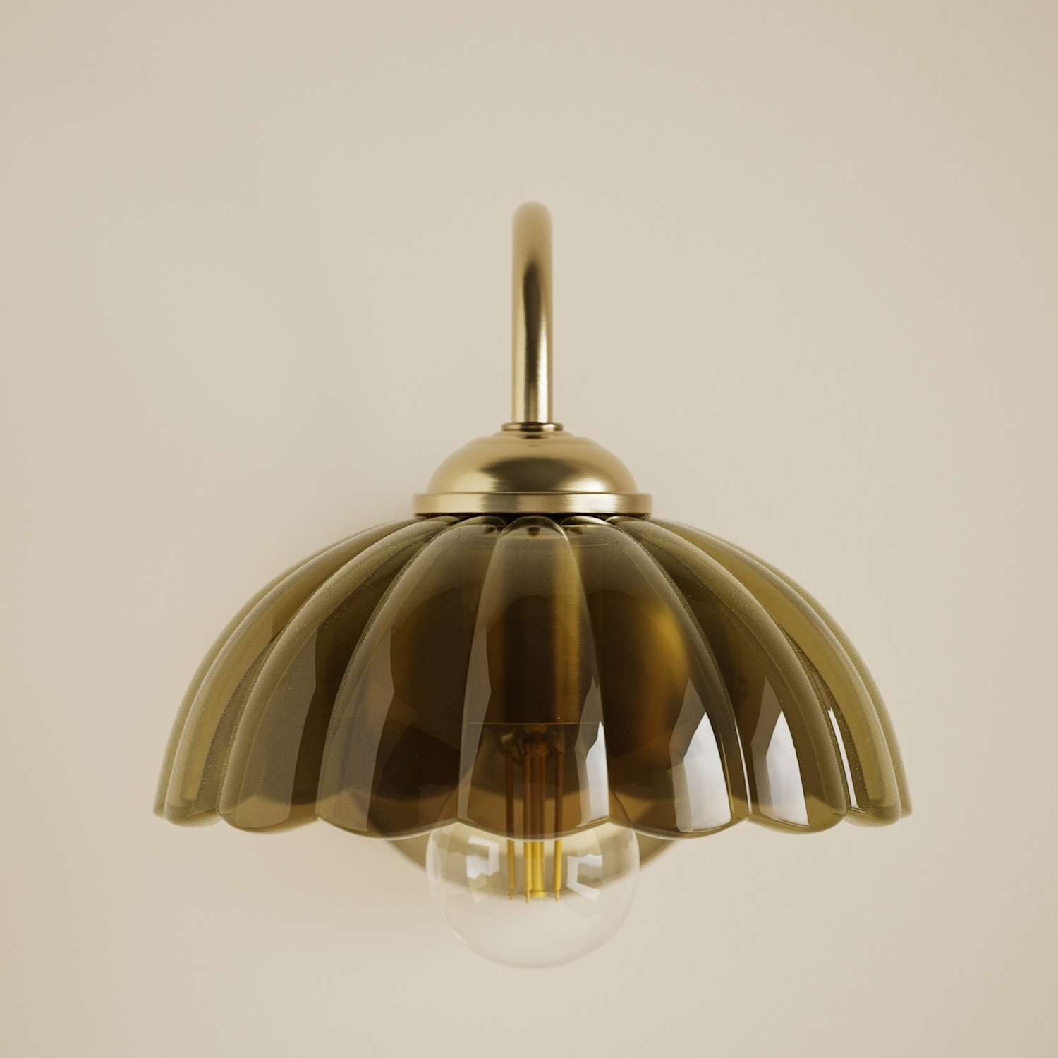 M&S Scalloped Glass Shade Wall Light - Green
