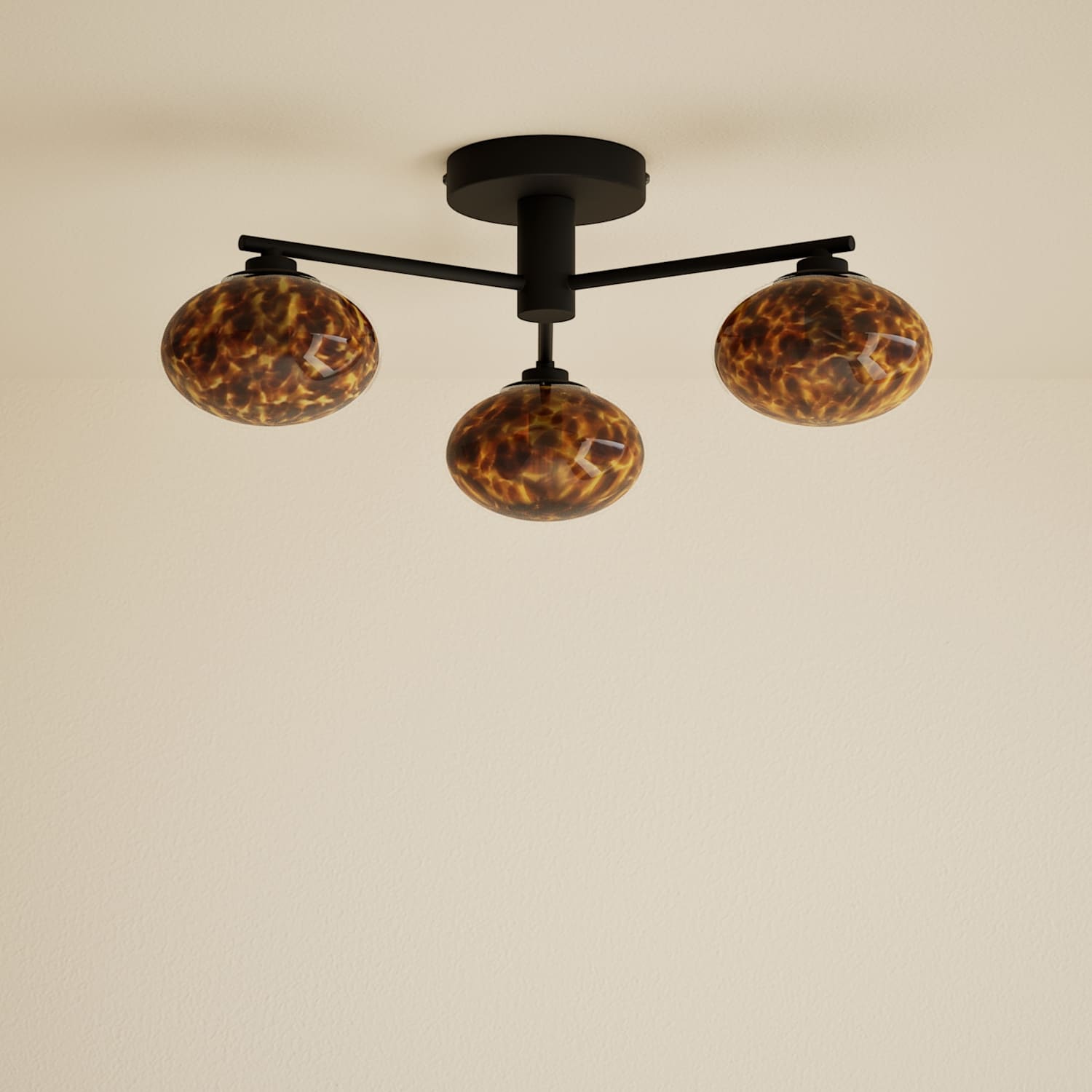 M&S 3 Light Tortoiseshell Flush Ceiling Light - Black