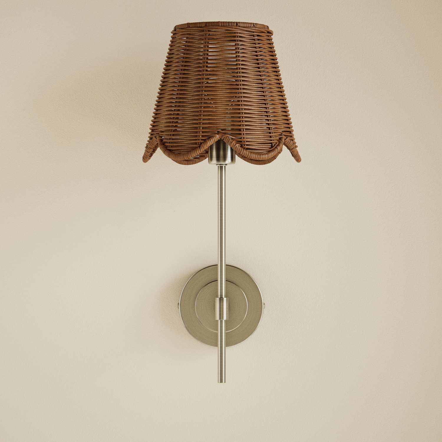M&S Wicker Scalloped Wall Light - Natural