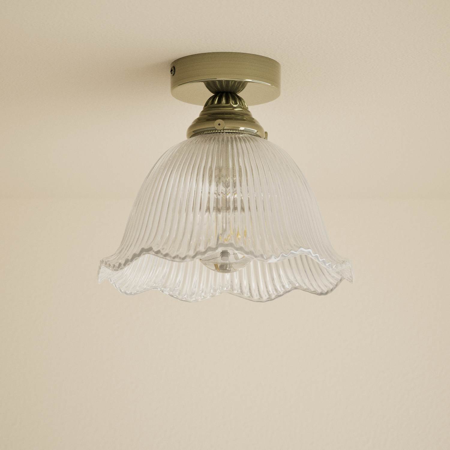M&S Josephine Glass Flush Ceiling Light - Antique Brass