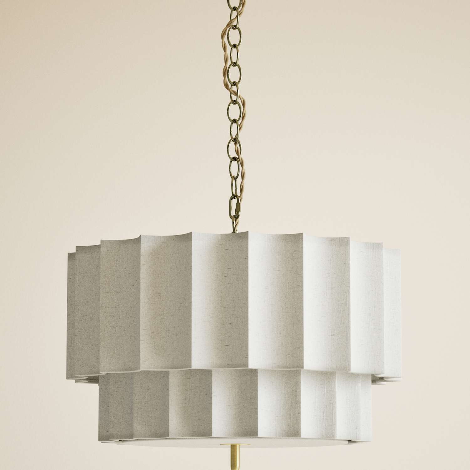 M&S Scallop Fluted Pendant Light with Diffuser - Natural