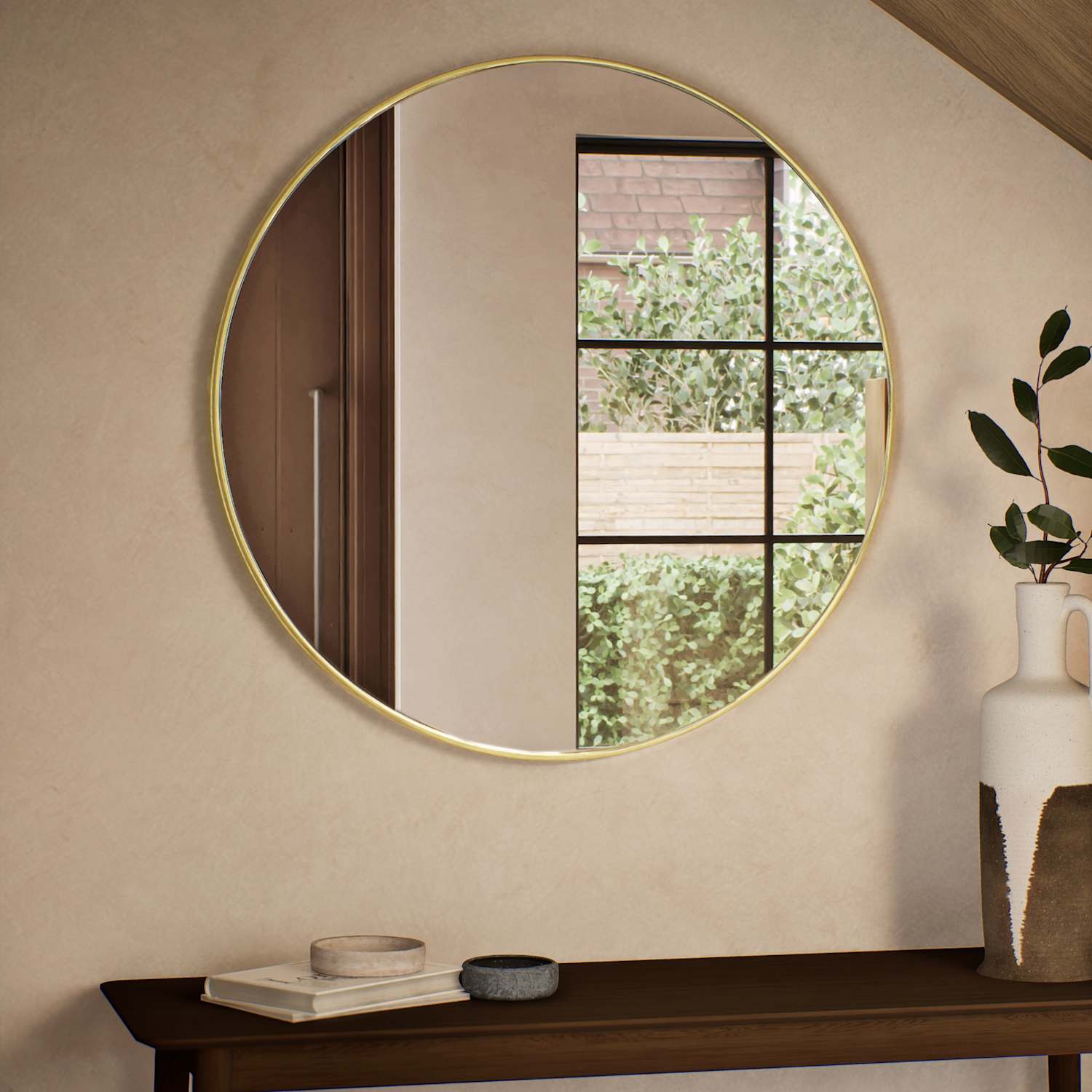 M&S Metal Circle Wall Mirror - Antique Brass