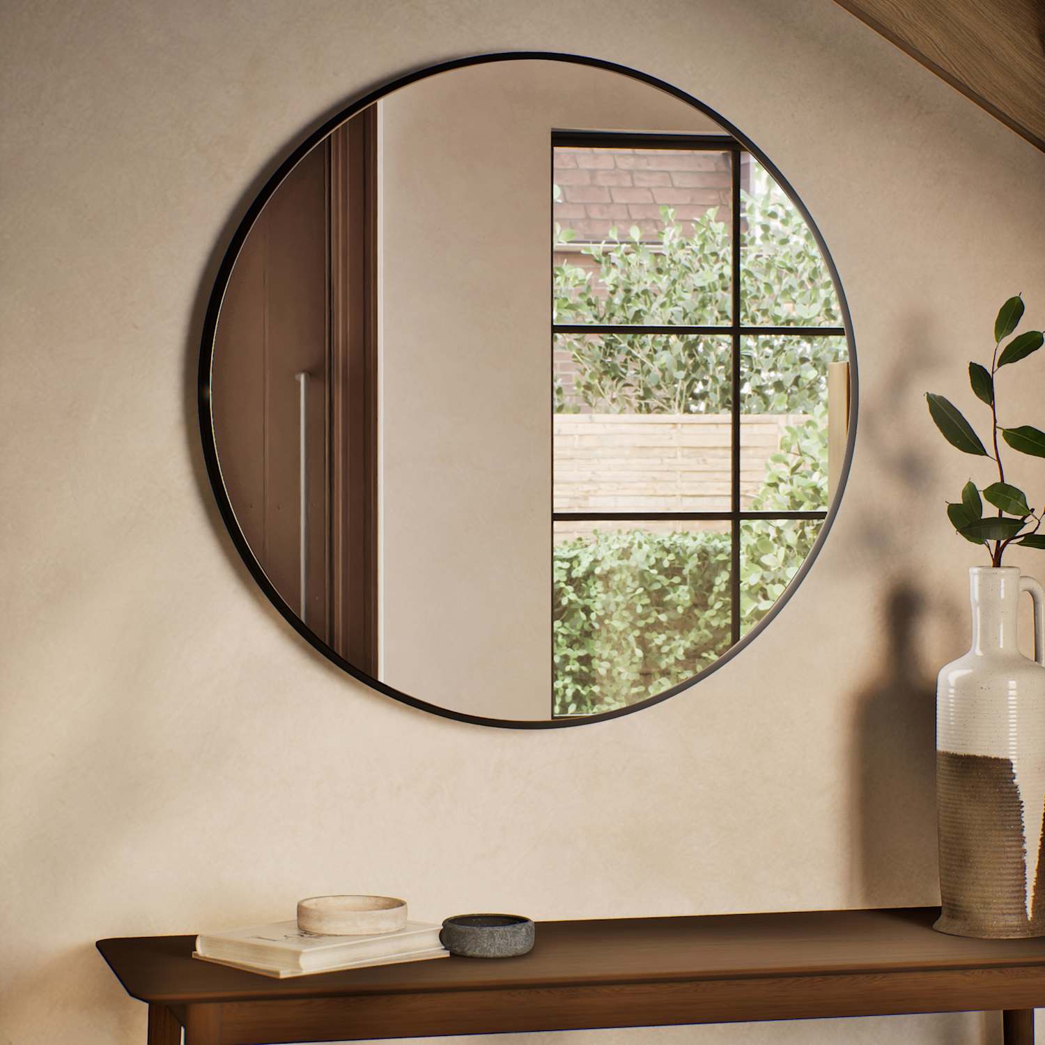M&S Metal Circle Wall Mirror - Black
