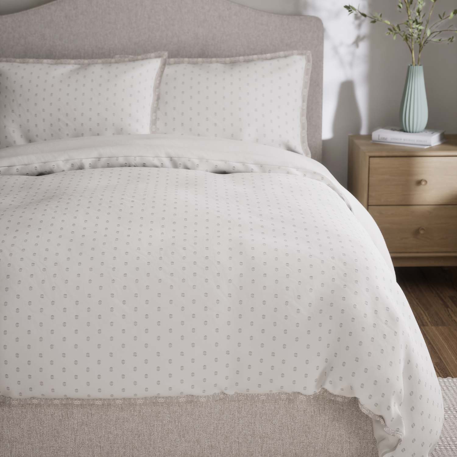 M&S Pure Cotton Spotty Jacquard Bedding Set - Single (3 ft) - Grey Mix
