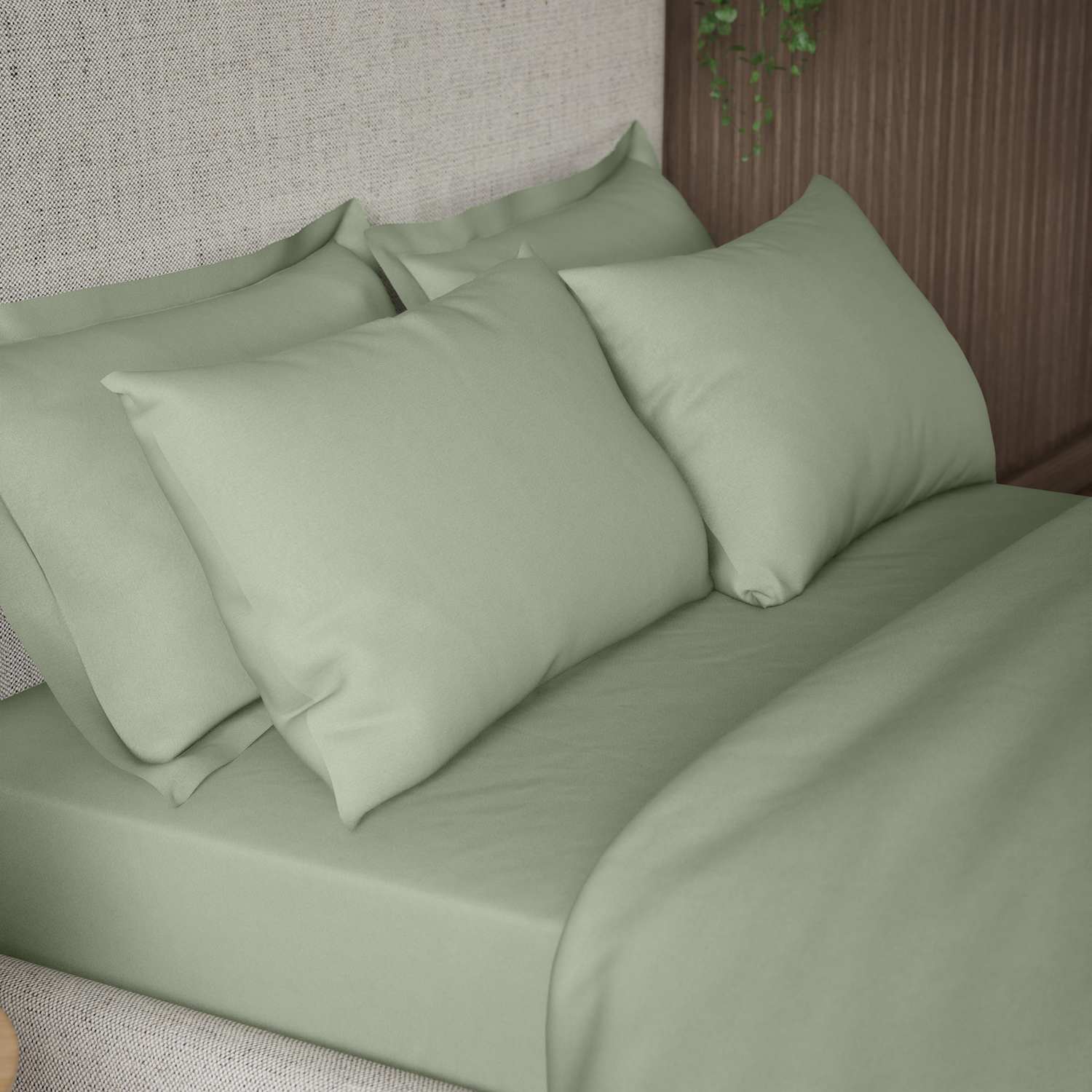 M&S 2 Pack Pure Cotton 300 Thread Count Pillowcases - Sage